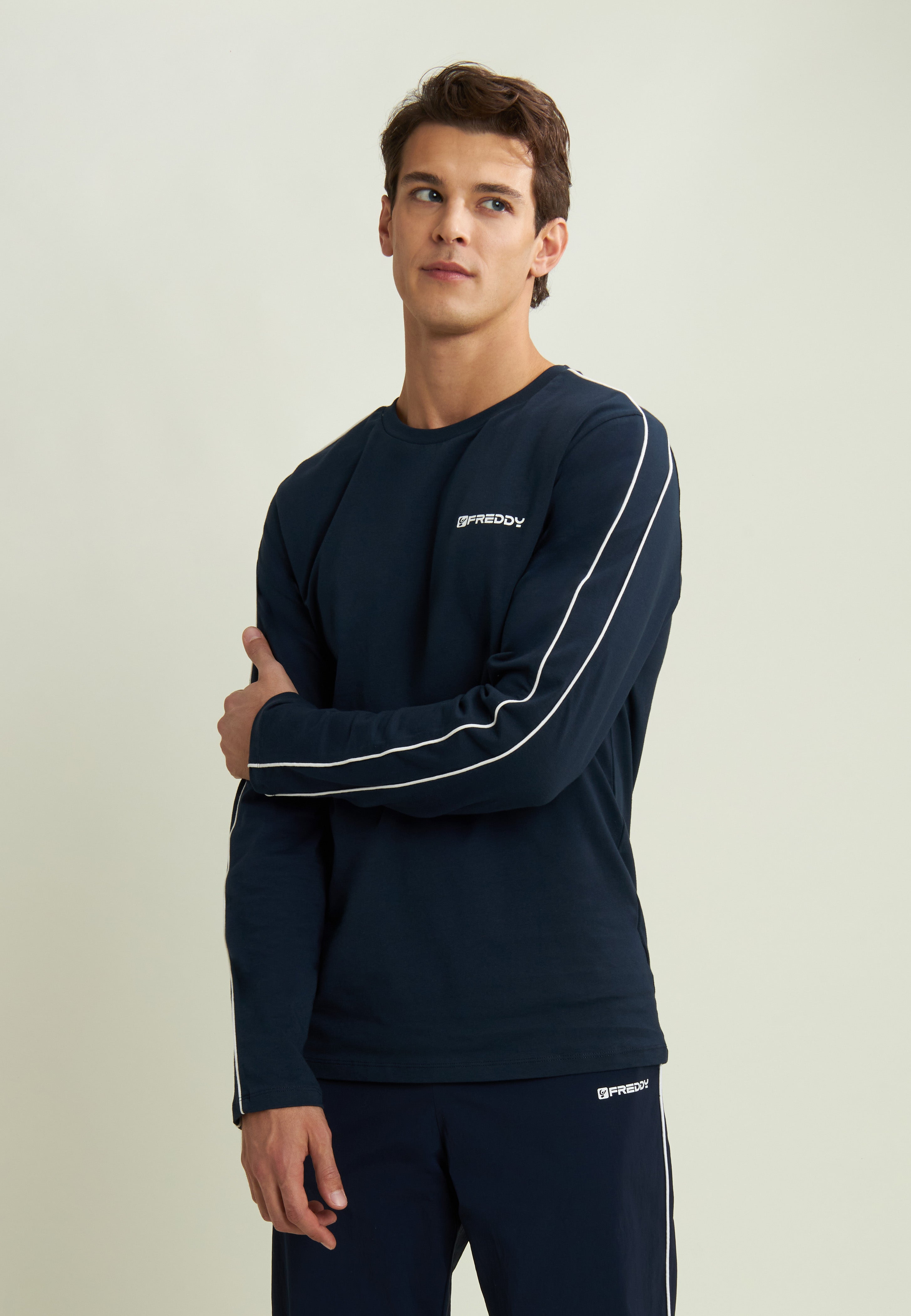 freddy-t-shirt-homme-manches-longues-jersey-coton-coutures-contraste image 8