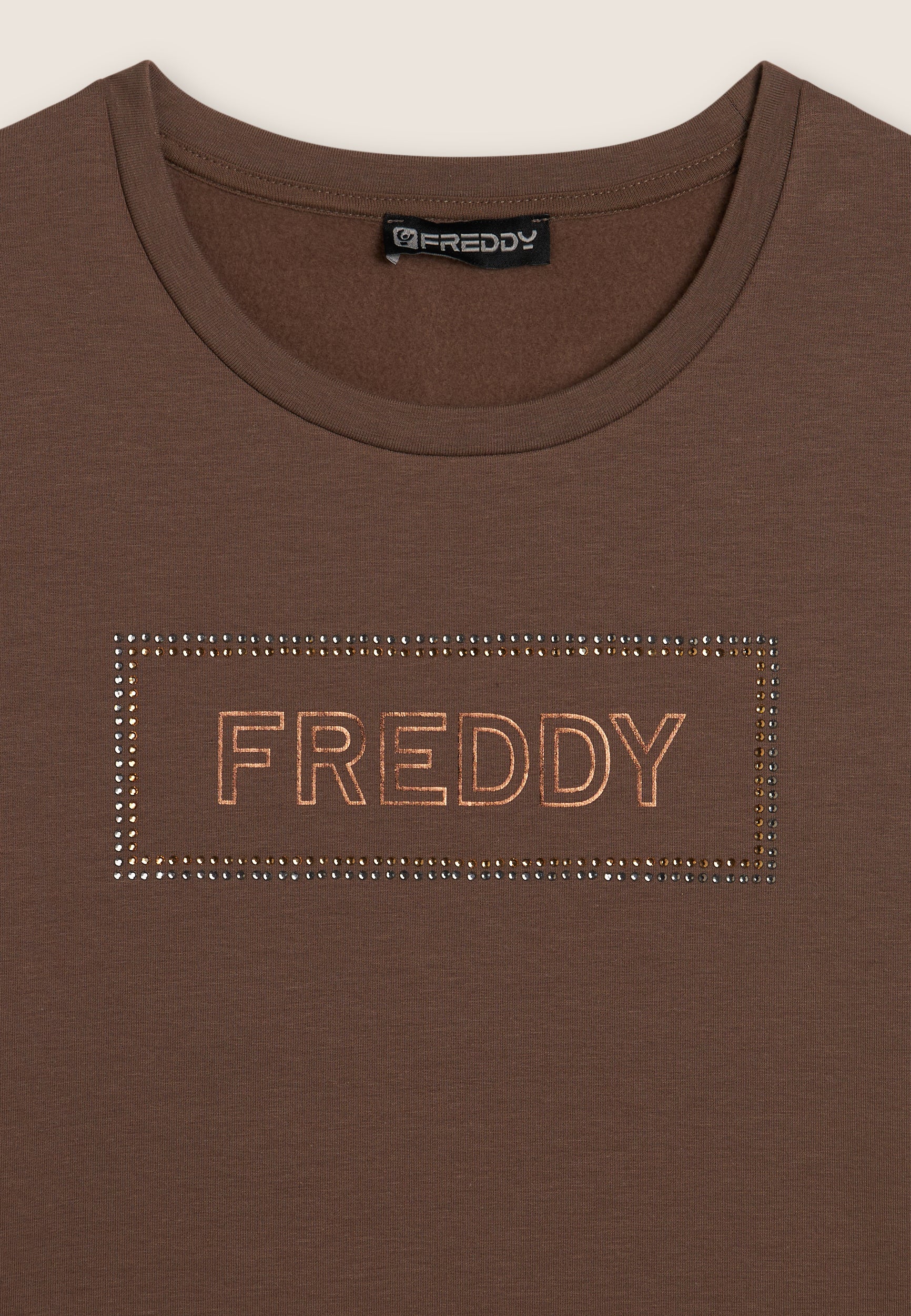 freddy-sweatshirt-femme-col-rond-modal-graphique-strass image 7