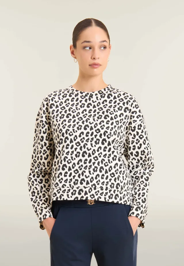freddy-sweat-femme-l-opard-col-rond-cropped-imprim image 1