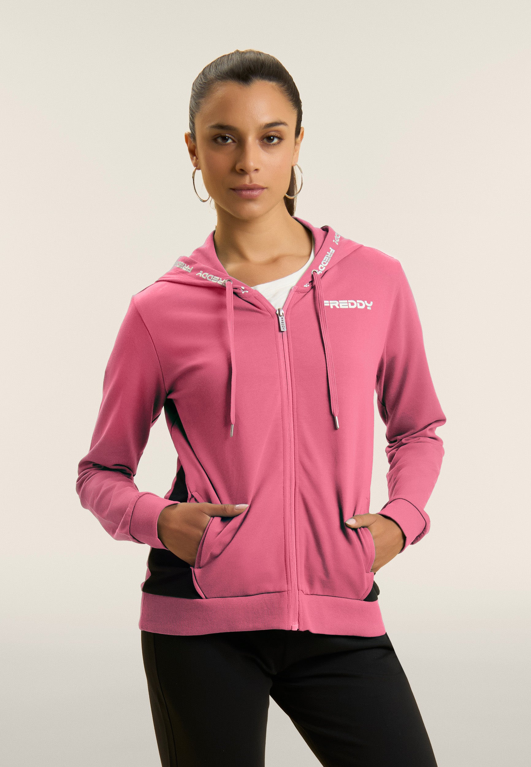 freddy-surv-tement-zip-capuche-interlock-coton-contrast image 2