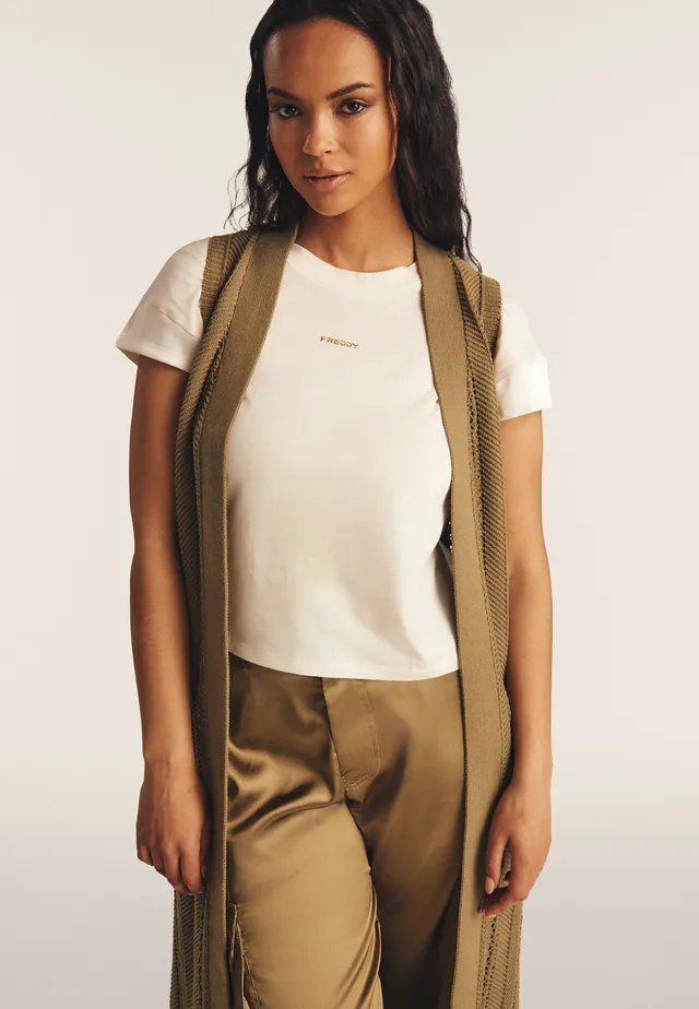freddy-t-shirt-court-jersey-femme-manches-effet-soie image 1