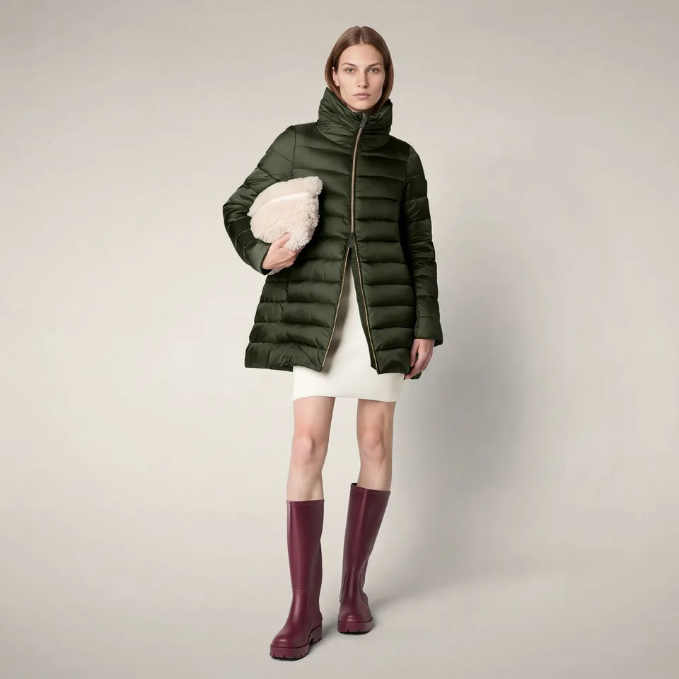save-the-duck-lydia-doudoune-longue-femme-vert-bosco image 1