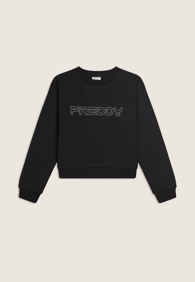 freddy-felpa-junior-girocollo-sweat-coton-logo-strass-outline image 1