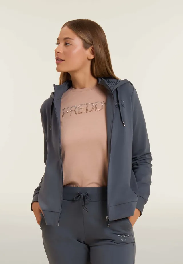 freddy-sweat-capuche-zipp-femme-motif-g-om-trique image 1