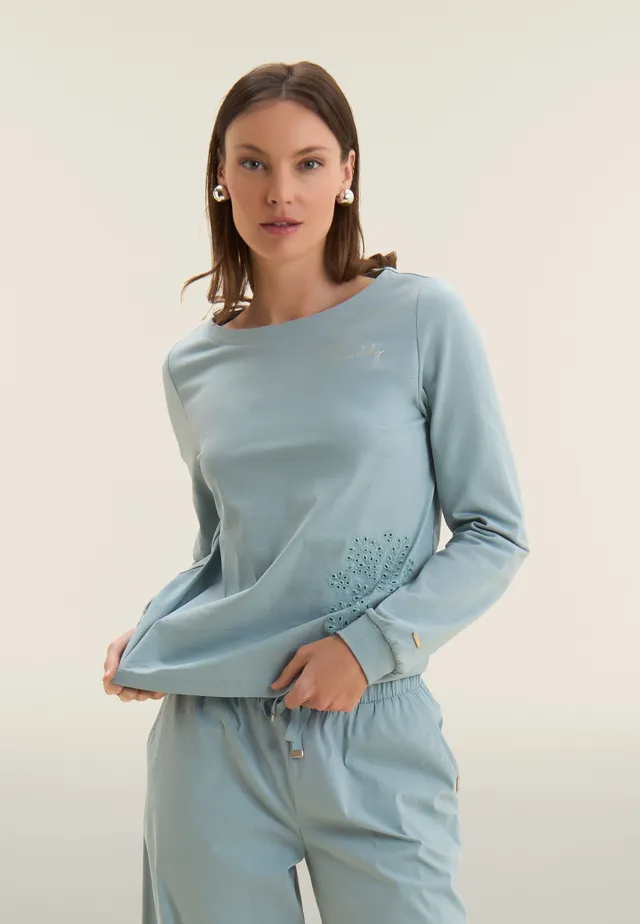 freddy-felpa-girocollo-broderie-florale-femme image 1