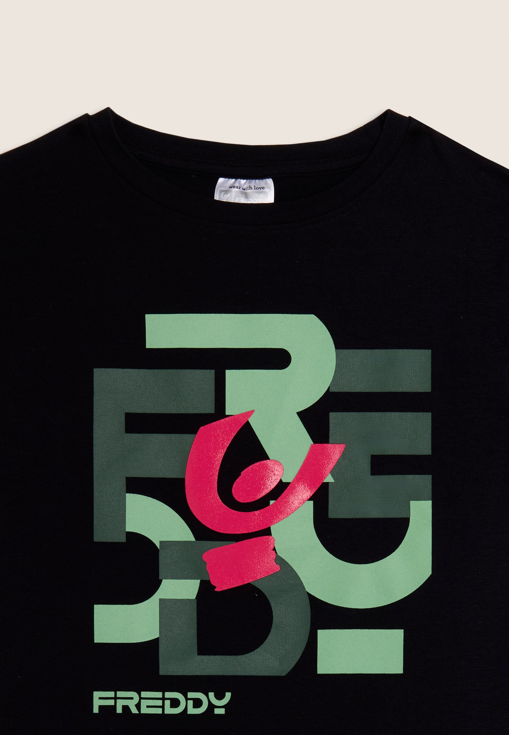freddy-t-shirt-junior-regular-lettres-parses-manches-courtes image 3
