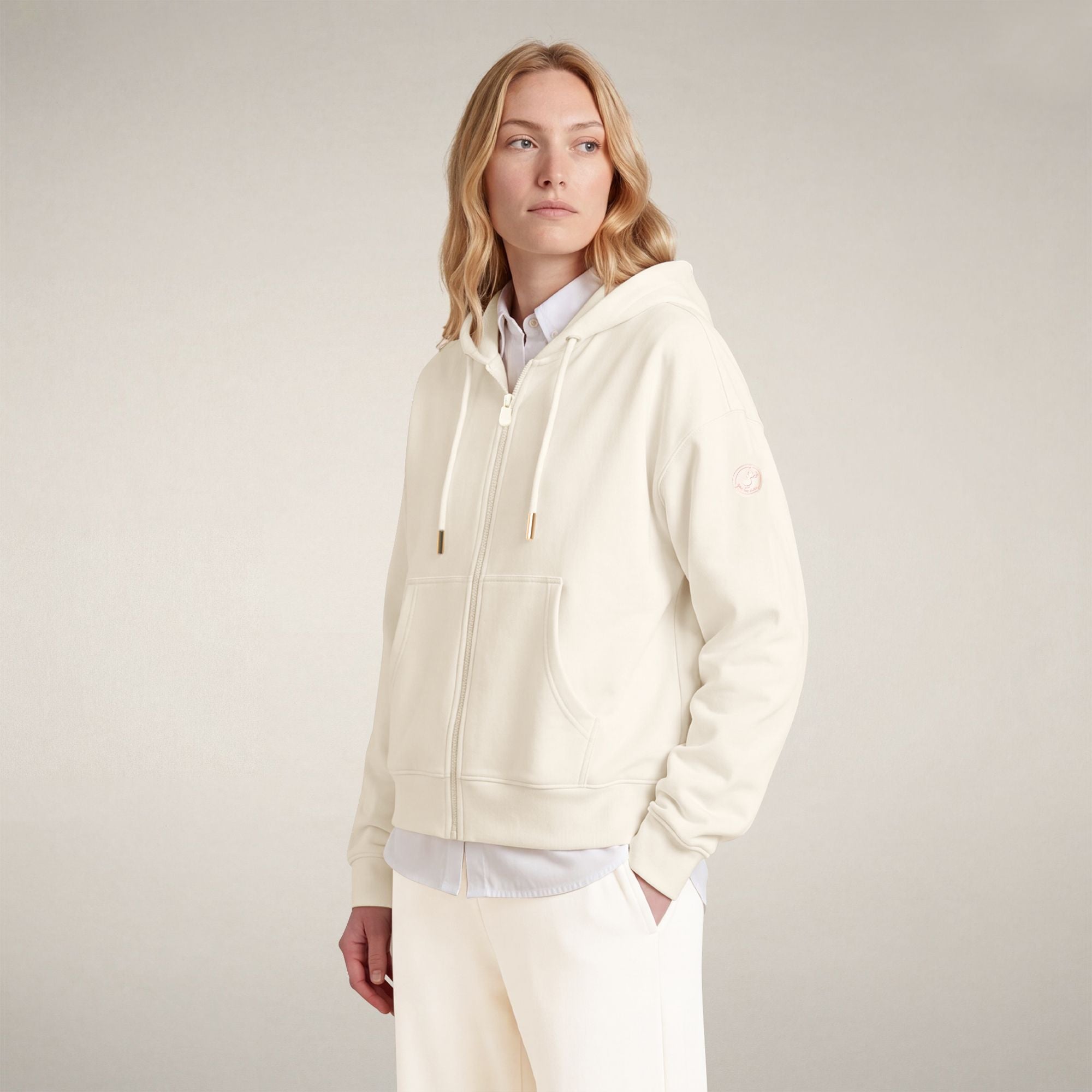 save-the-duck-kiku-sweat-femme-capuche-zipp-blanc-nuage image 5