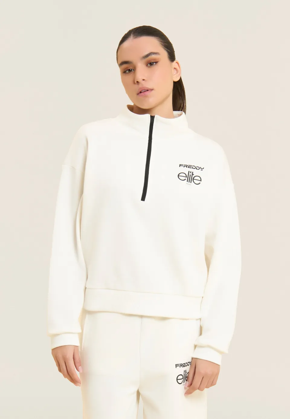 freddy-x-elite-sweat-femme-comfort-fit-demi-zip-coton image 1