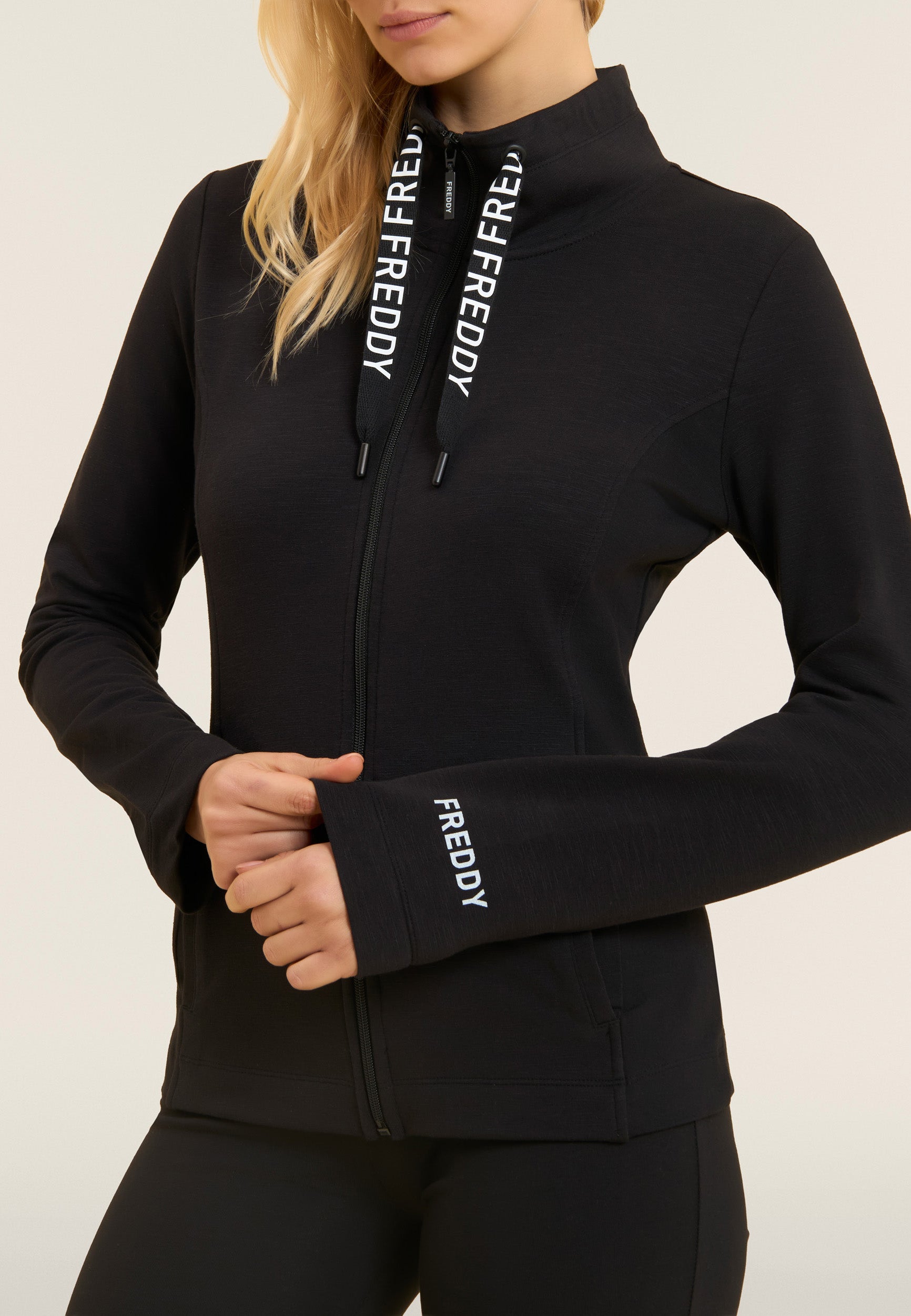 freddy-sweat-femme-slim-col-haut-zip-french-terry-flamm image 4