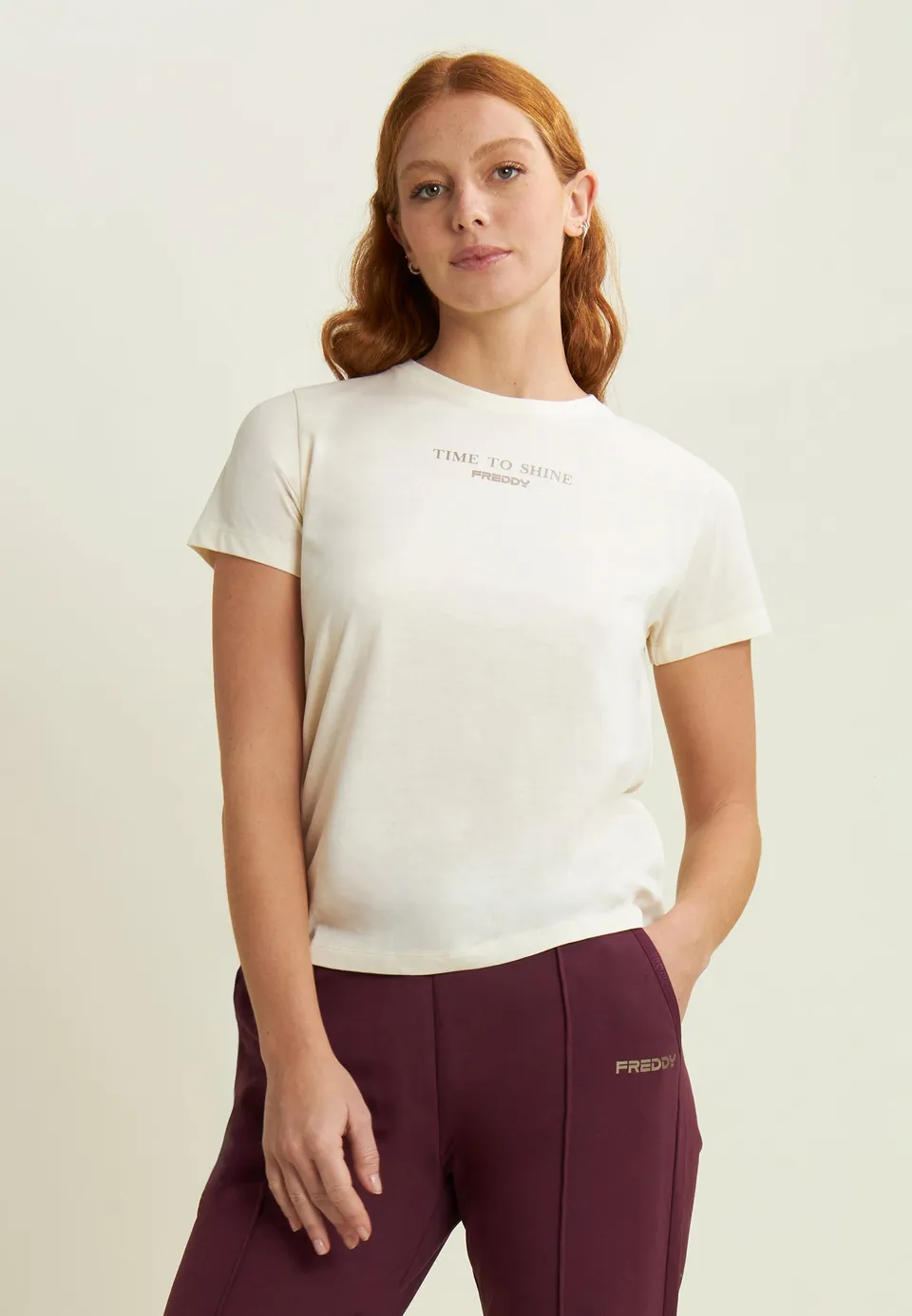 freddy-t-shirt-femme-comfort-avec-imprim-dor-time-to-shine image 1