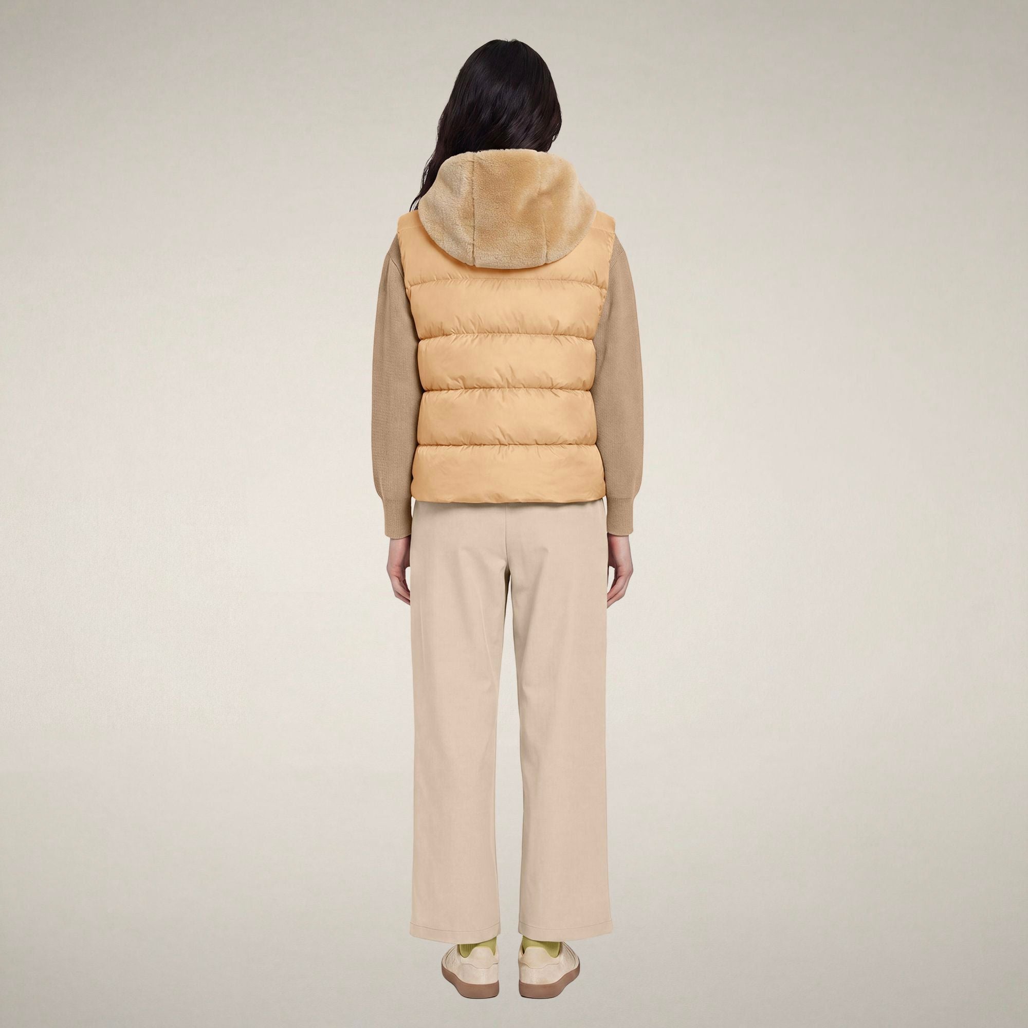 save-the-duck-cassandra-gilet-matelass-femme-beige-pierre-fourrure image 2