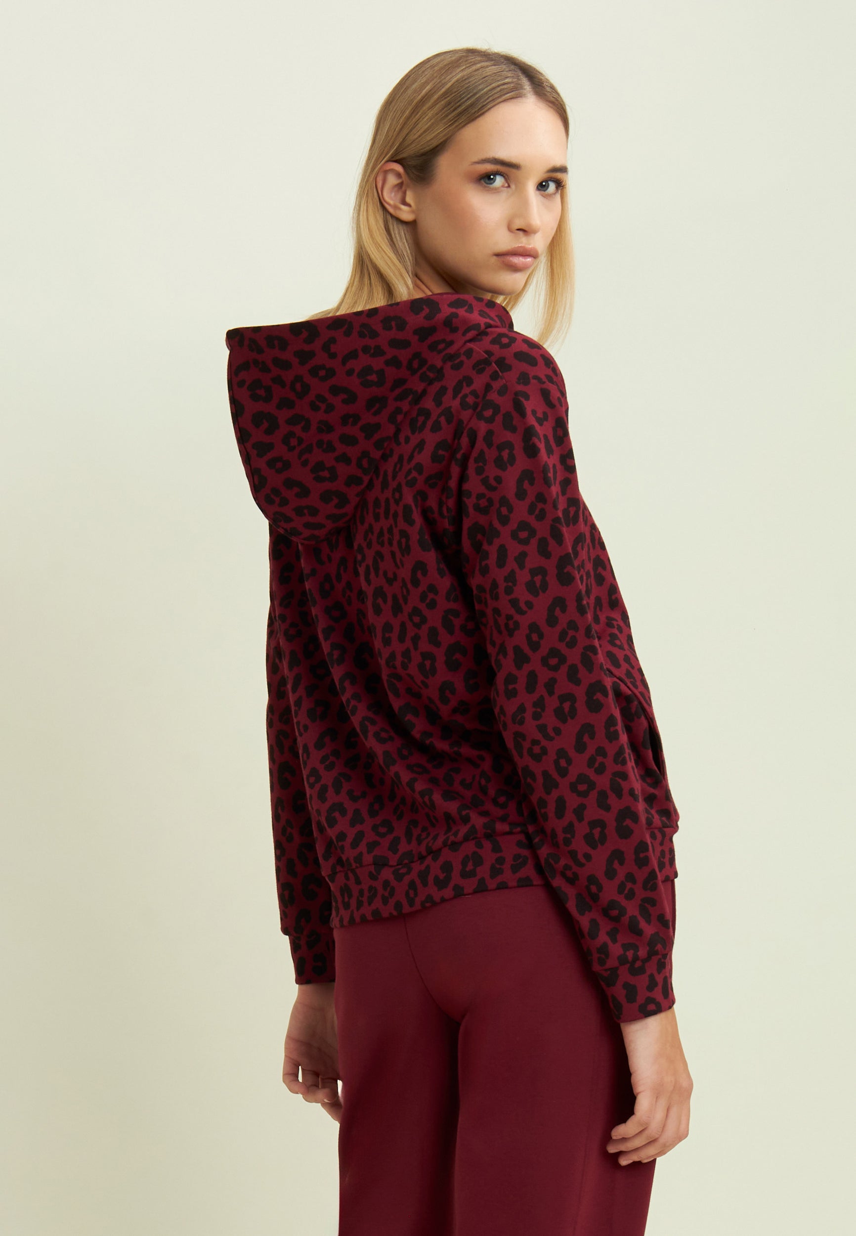 freddy-sweat-femme-zipp-capuche-imprim-l-opard image 3