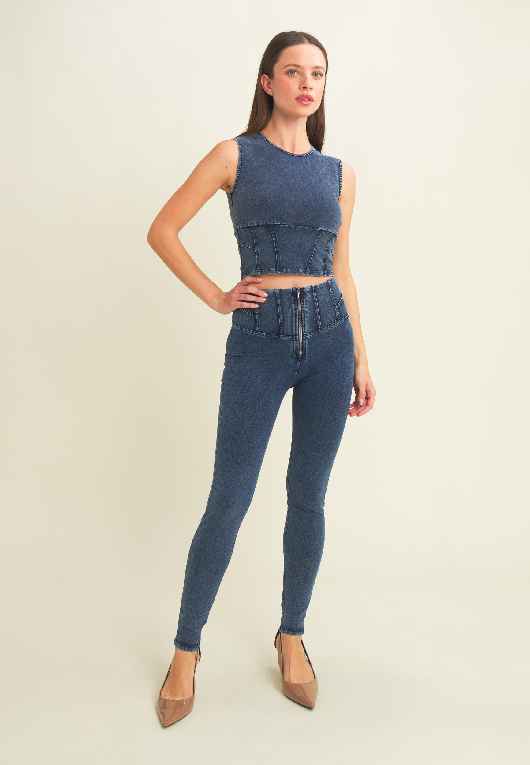 freddy-pantalon-wr-up-superskinny-effet-denim-taille-haute image 2