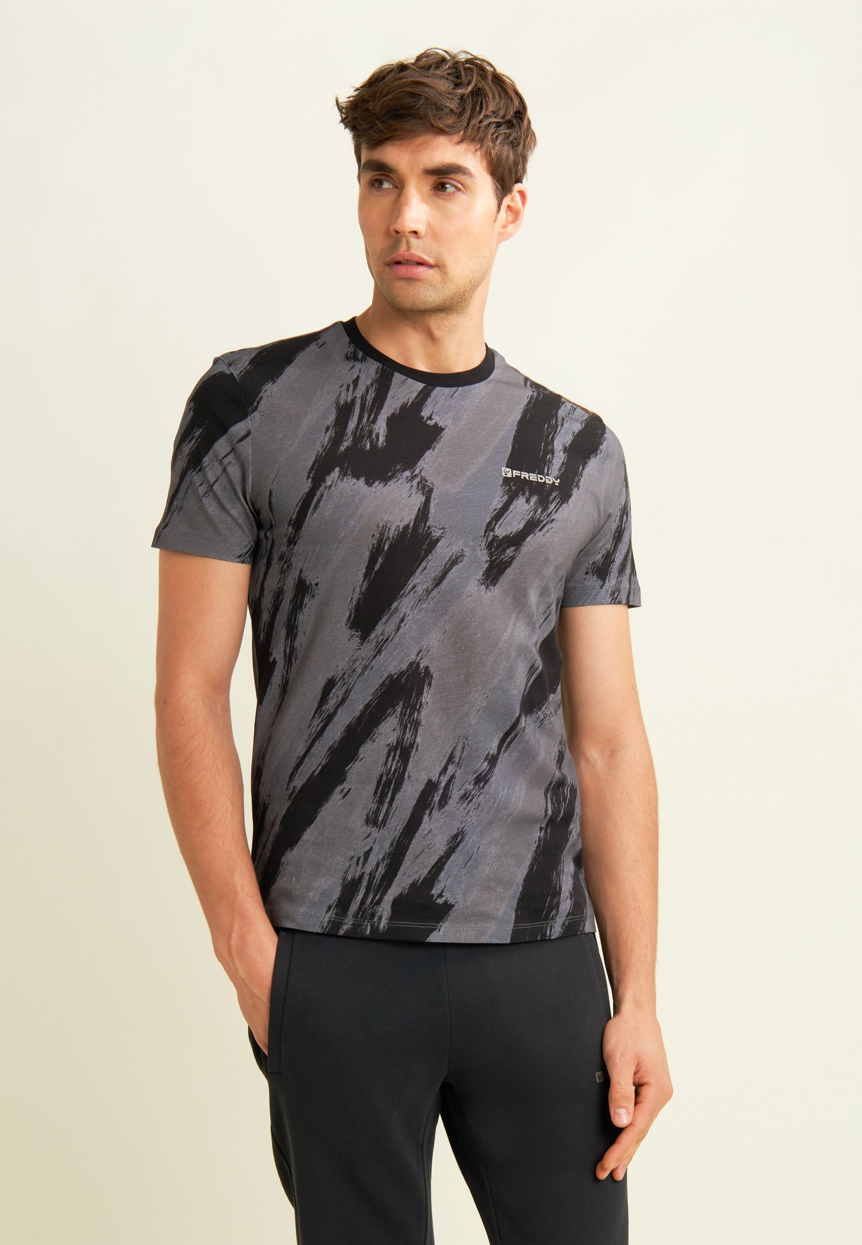 freddy-t-shirt-homme-imprim-pennellata-100-coton image 1