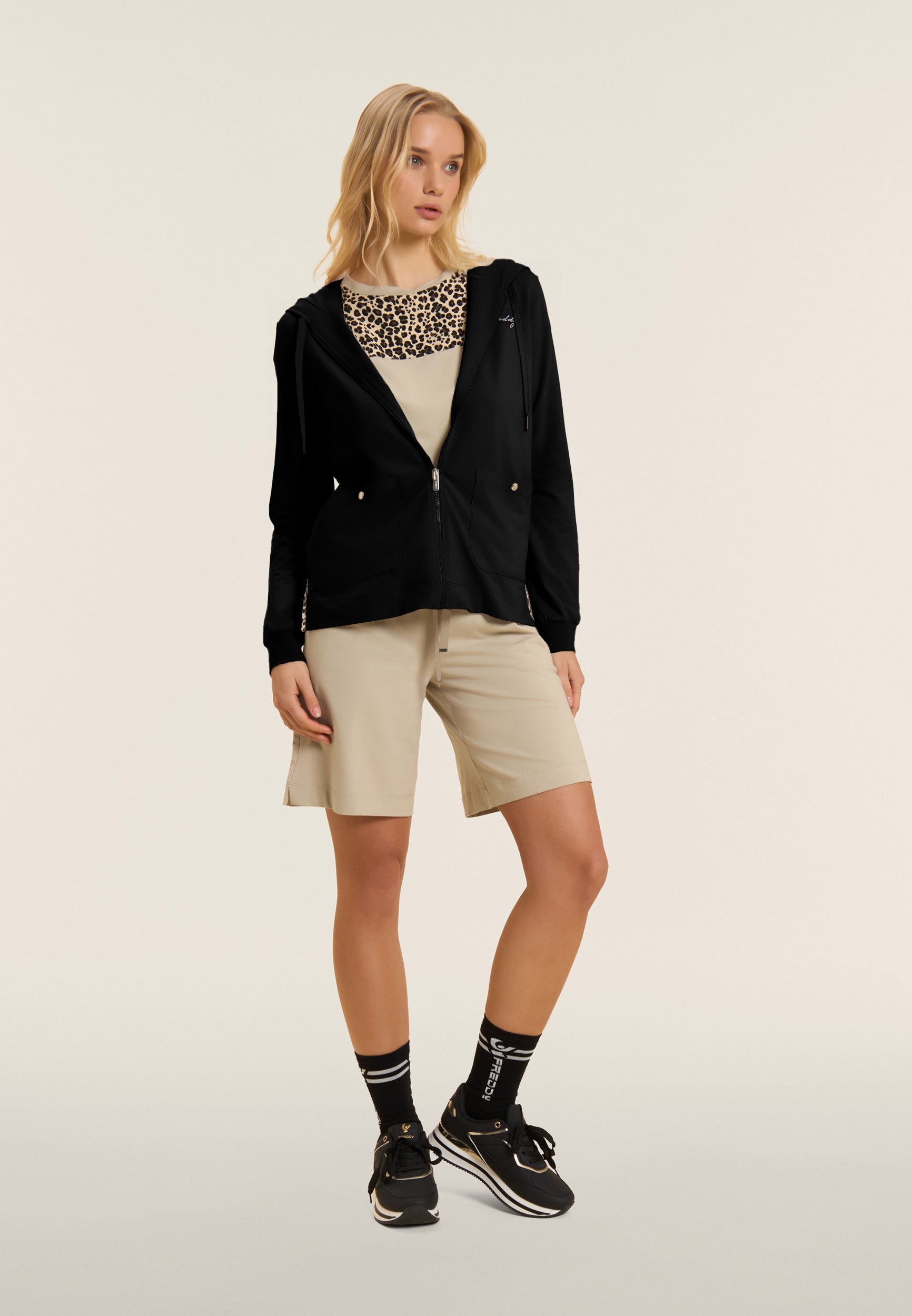 freddy-sweat-capuche-zipp-femme-d-tails-animalier image 2