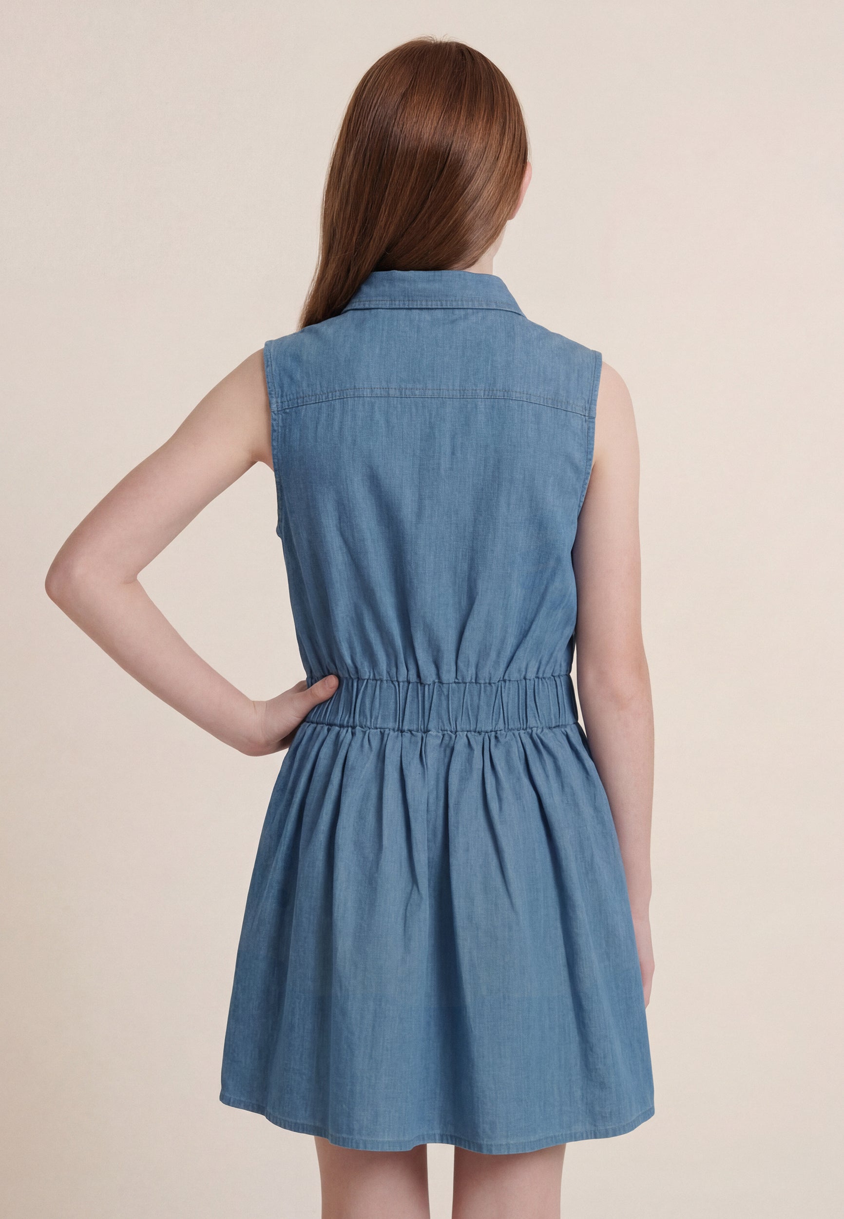 freddy-robe-sans-manches-chambray-boutons-fille-et-femme image 3