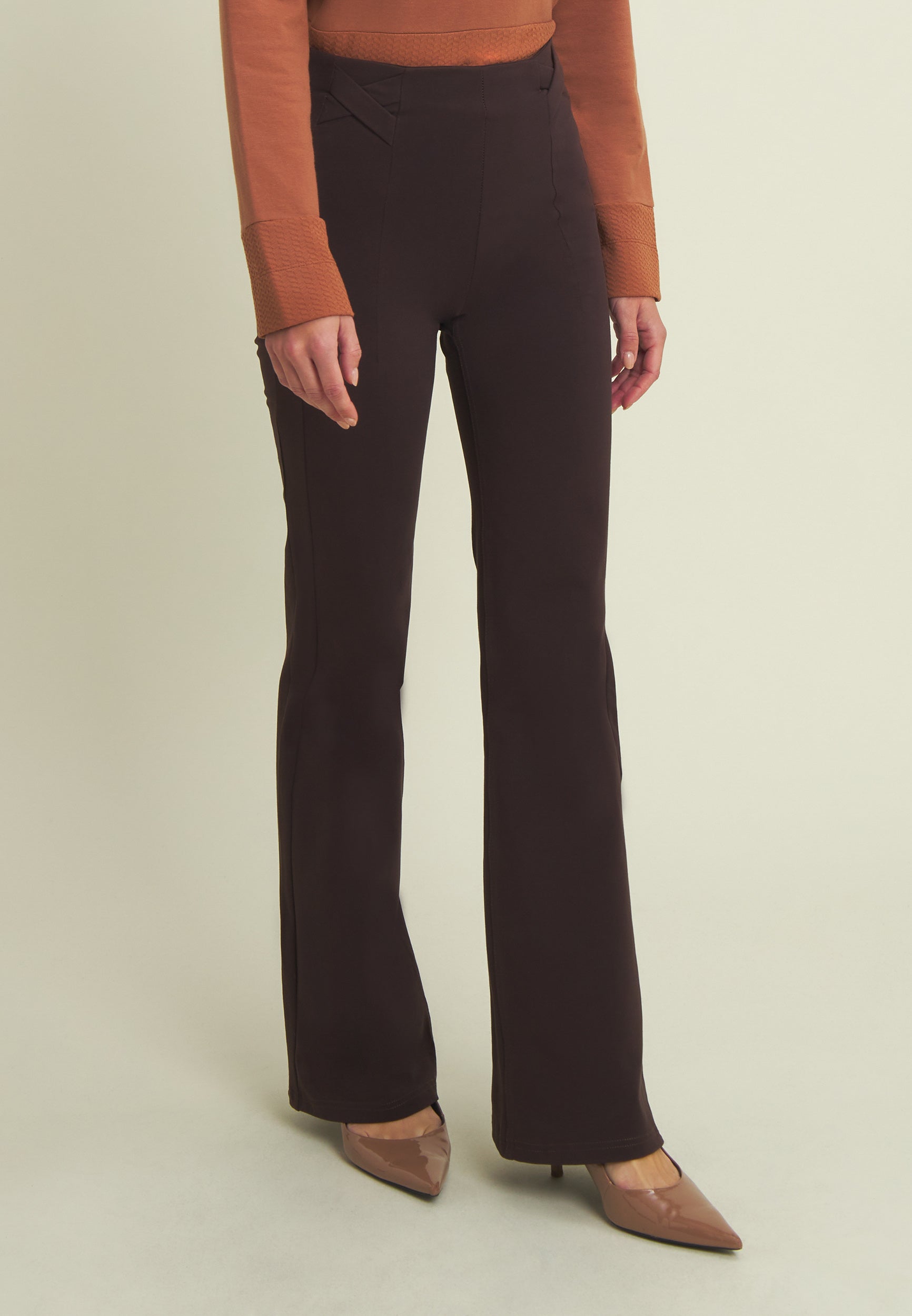freddy-n-o-w-pantalon-flare-taille-haute-bandes-crois-es image 1
