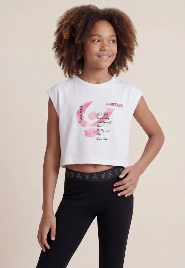 freddy-t-shirt-cropped-sans-manches-fille-maxi-logo-d-grad image 1