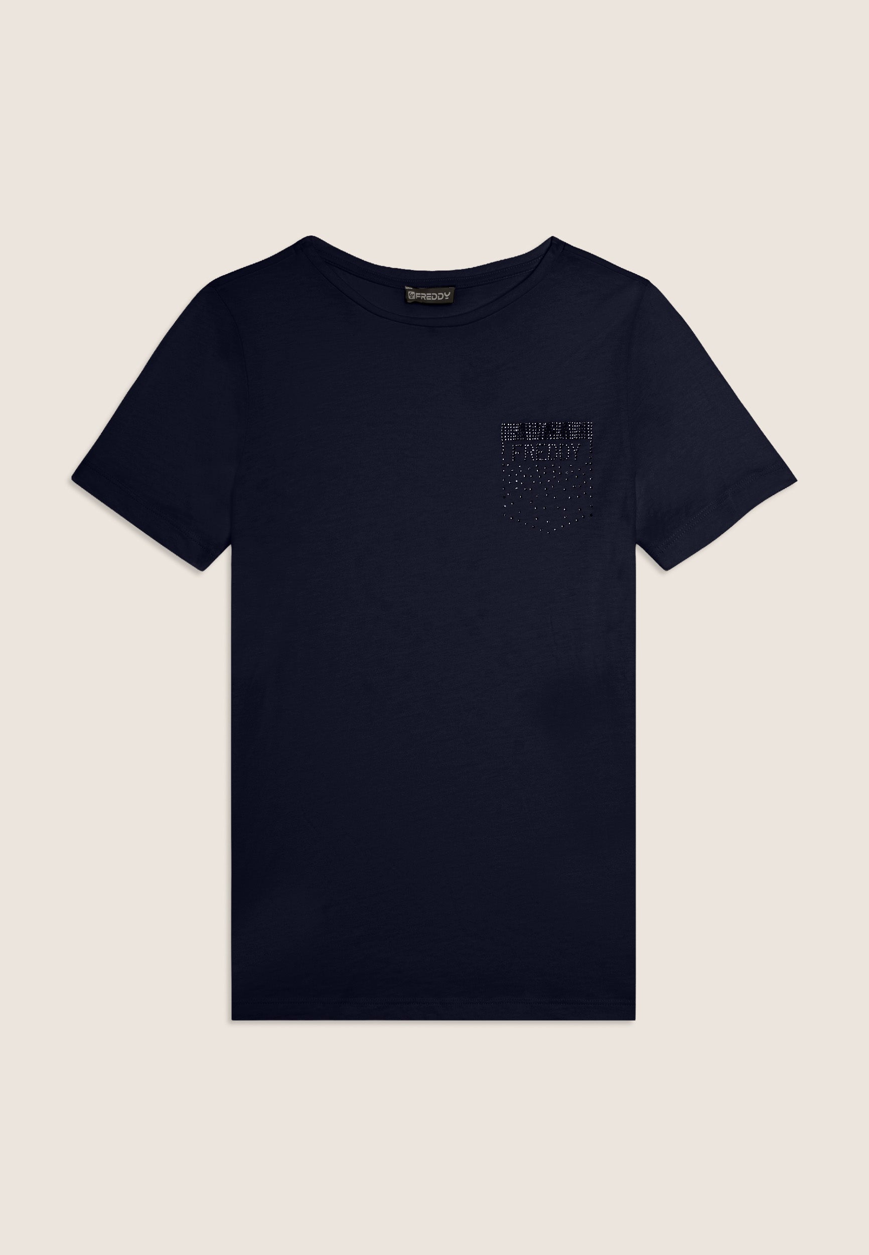 freddy-t-shirt-femme-manches-courtes-strass-poche-logo image 8