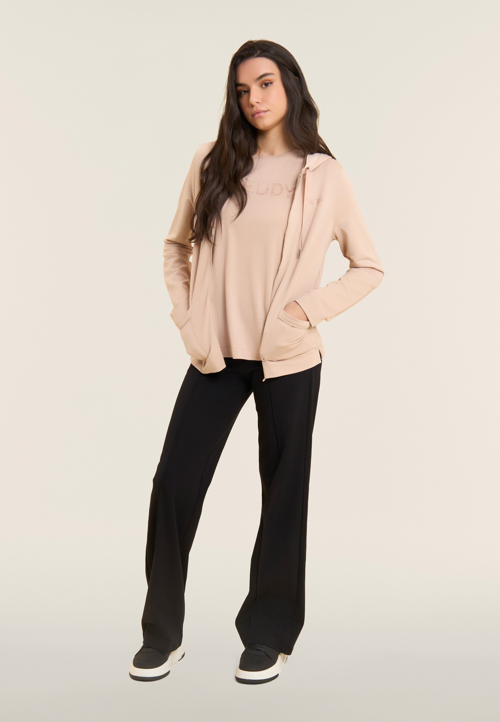 freddy-sweat-zipp-capuche-strass-et-insert-effet-soie image 2
