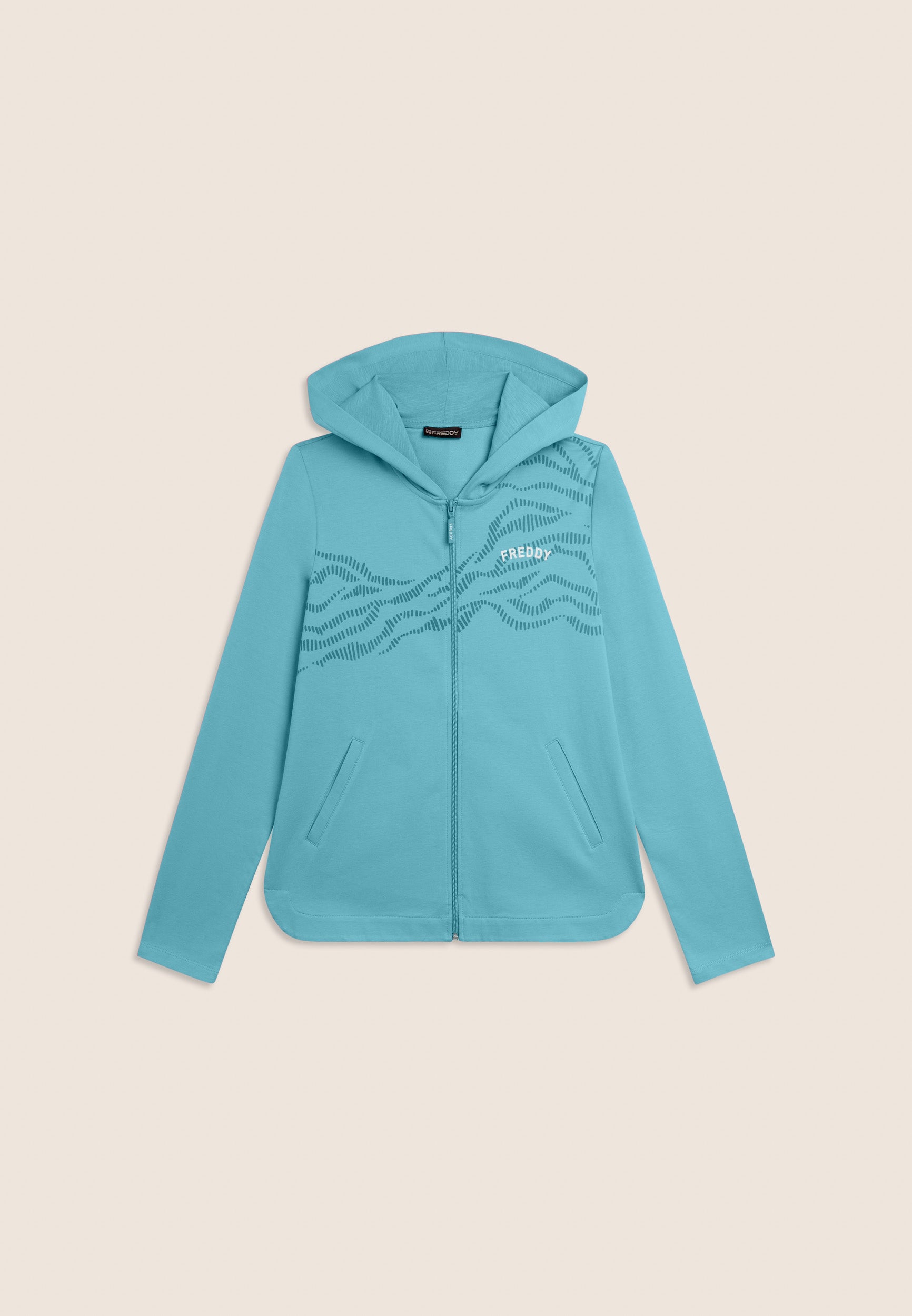 freddy-felpa-cappuccio-in-french-terry-con-zip-e-motivo-grafico-sweat image 5