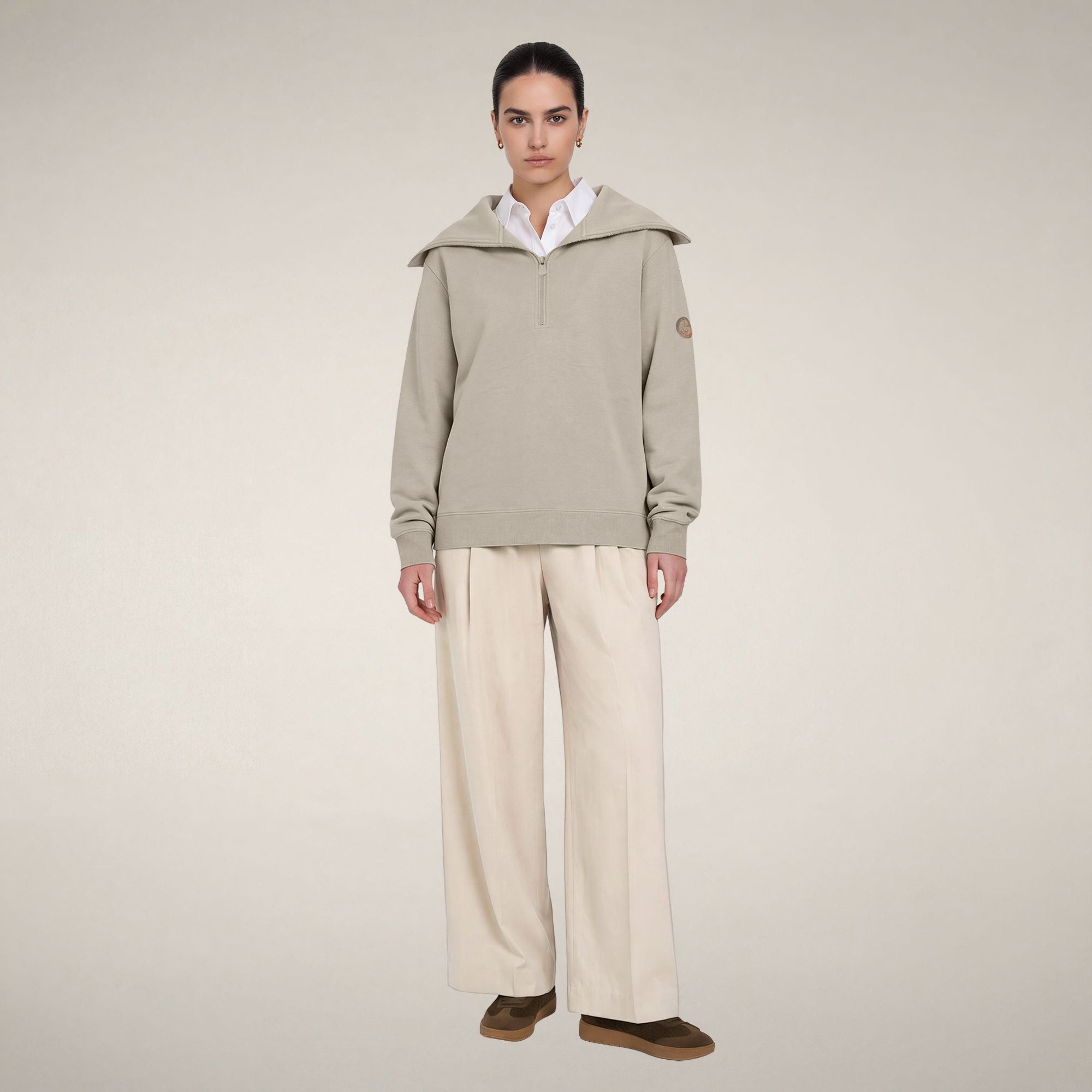 save-the-duck-hinata-top-mezza-zip-femme-beige-rainy image 1