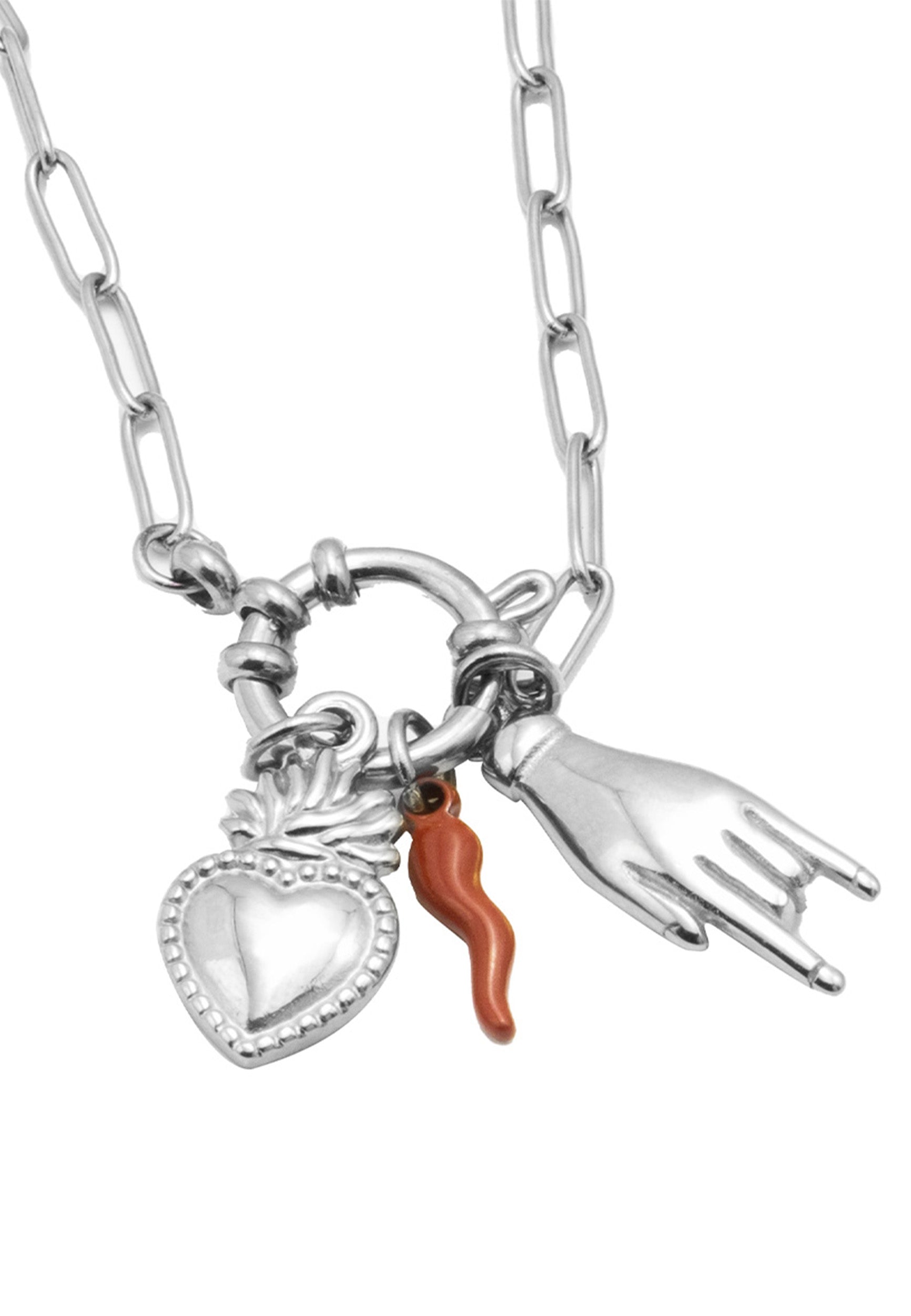 collier-cha-ne-acier-argent-pendentifs-c-ur-sacr-45cm image 2