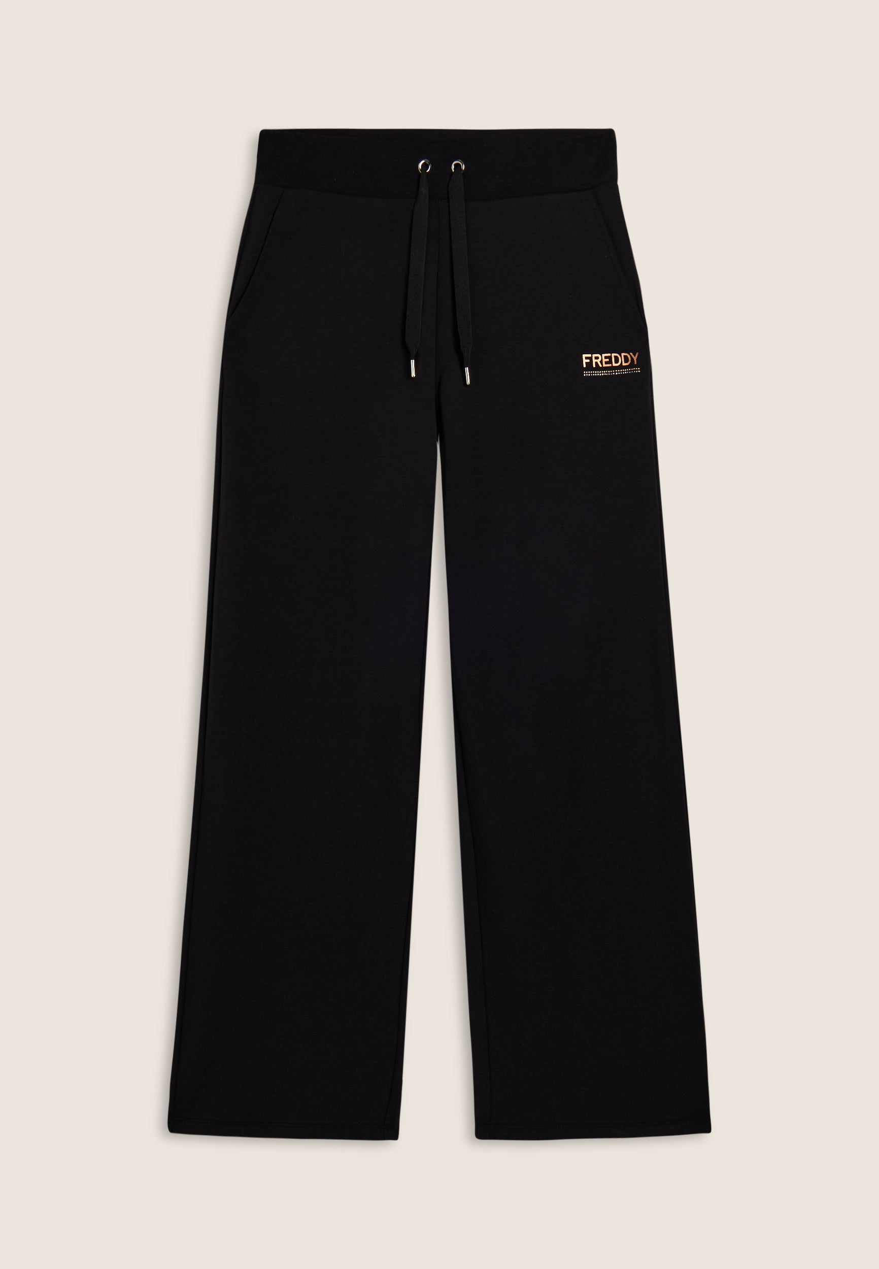freddy-pantalon-wide-leg-femme-molleton-logo-strass-bicolore image 5