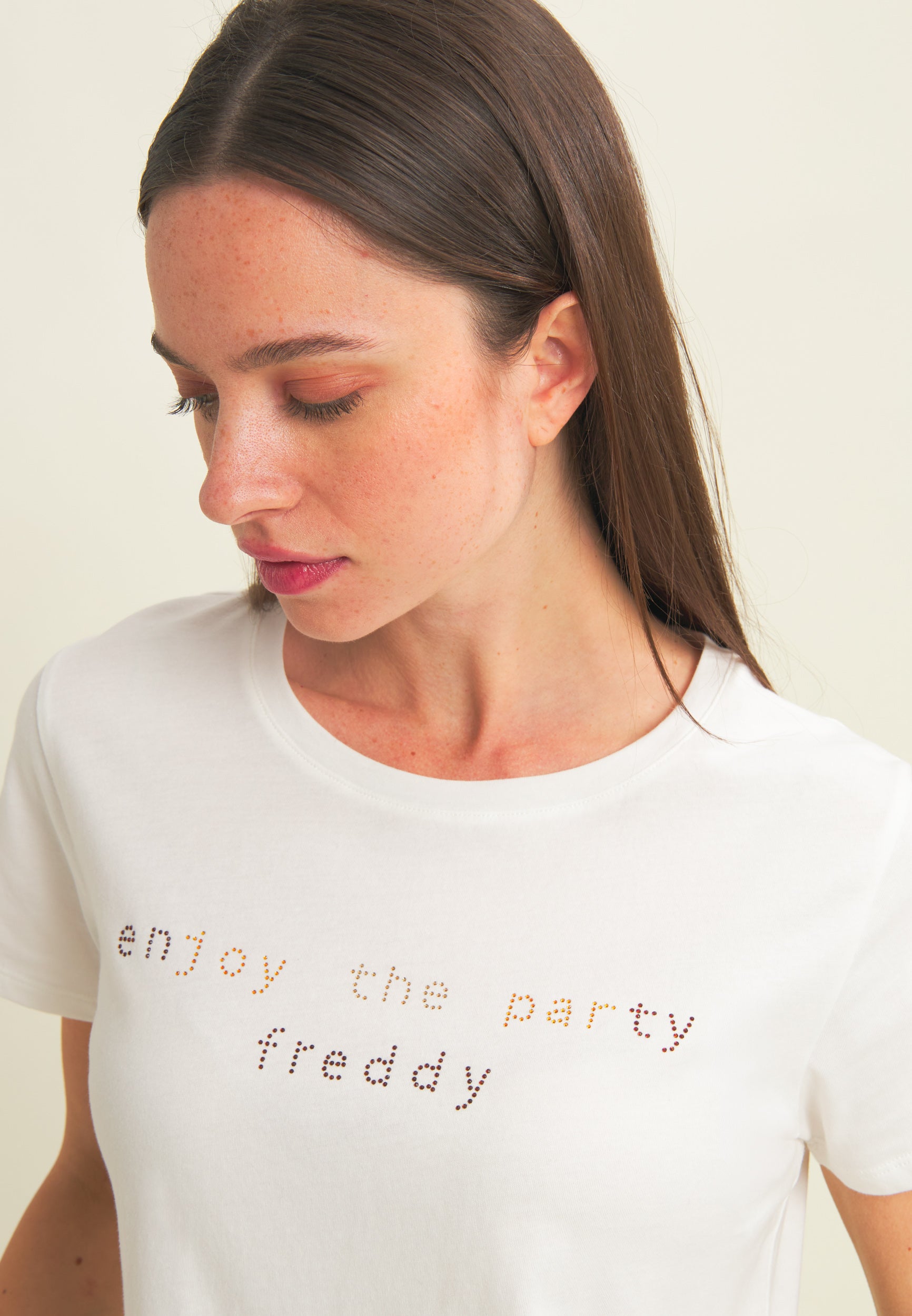 freddy-t-shirt-femme-enjoy-the-party-strass-coton-supima image 3