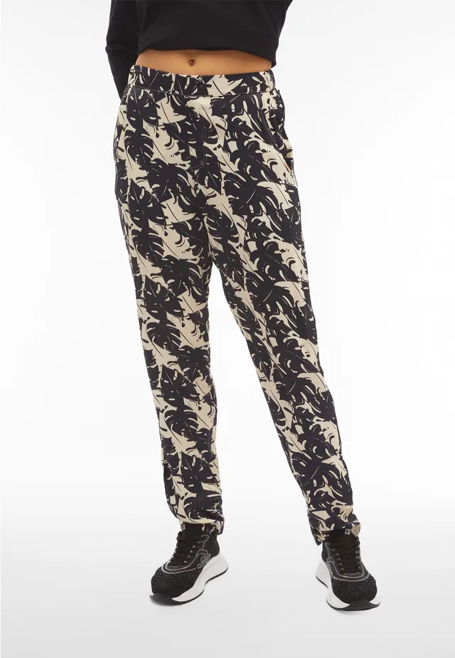 freddy-wr-up-pantalon-femme-satin-de-viscose-motif-tropical image 1