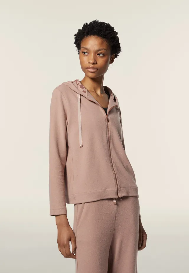 freddy-felpa-donna-viscosa-tricot-con-zip-e-cappuccio-animalier image 1