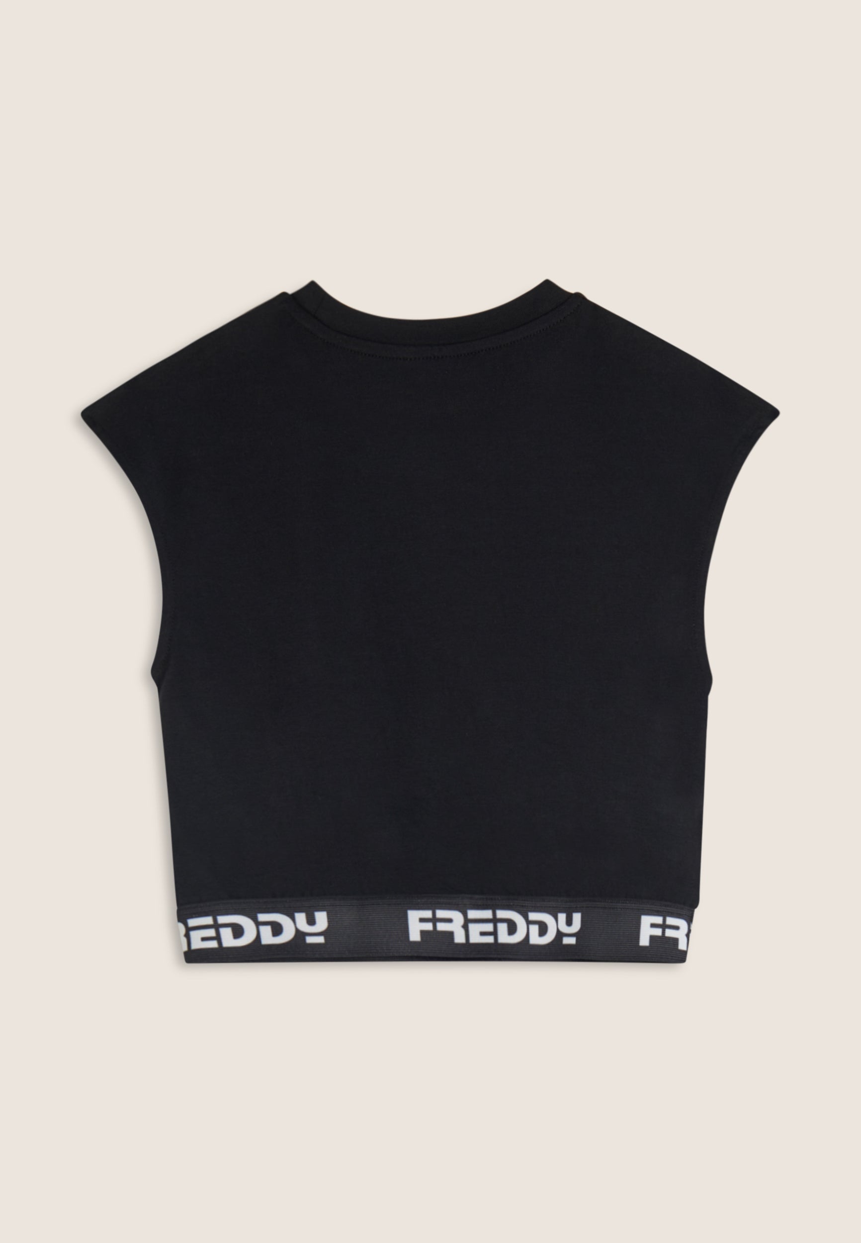 freddy-top-sans-manches-femme-cropped-lastique-jacquard-logot image 2