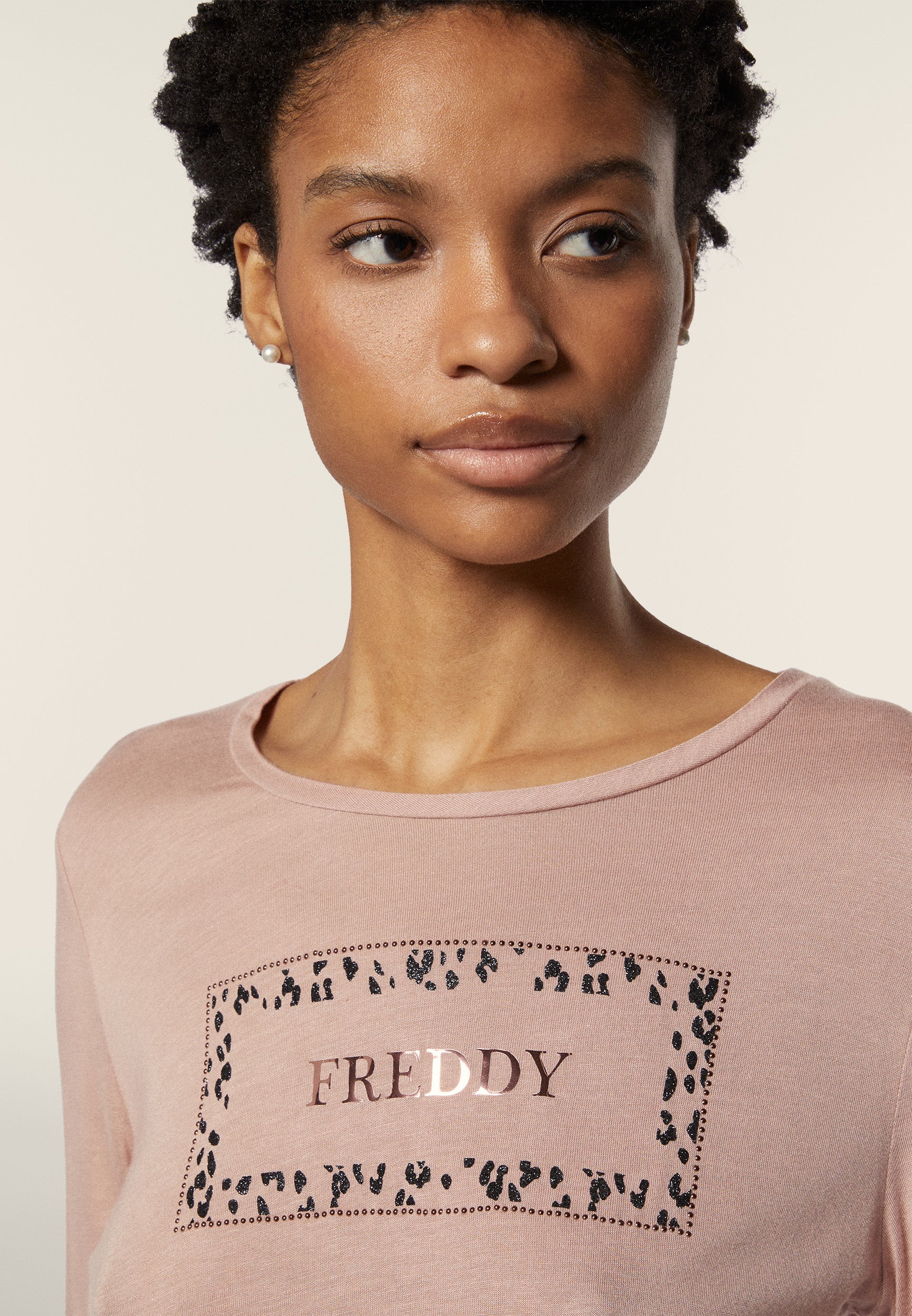 freddy-t-shirt-femme-manches-longues-animalier-or-rose image 4