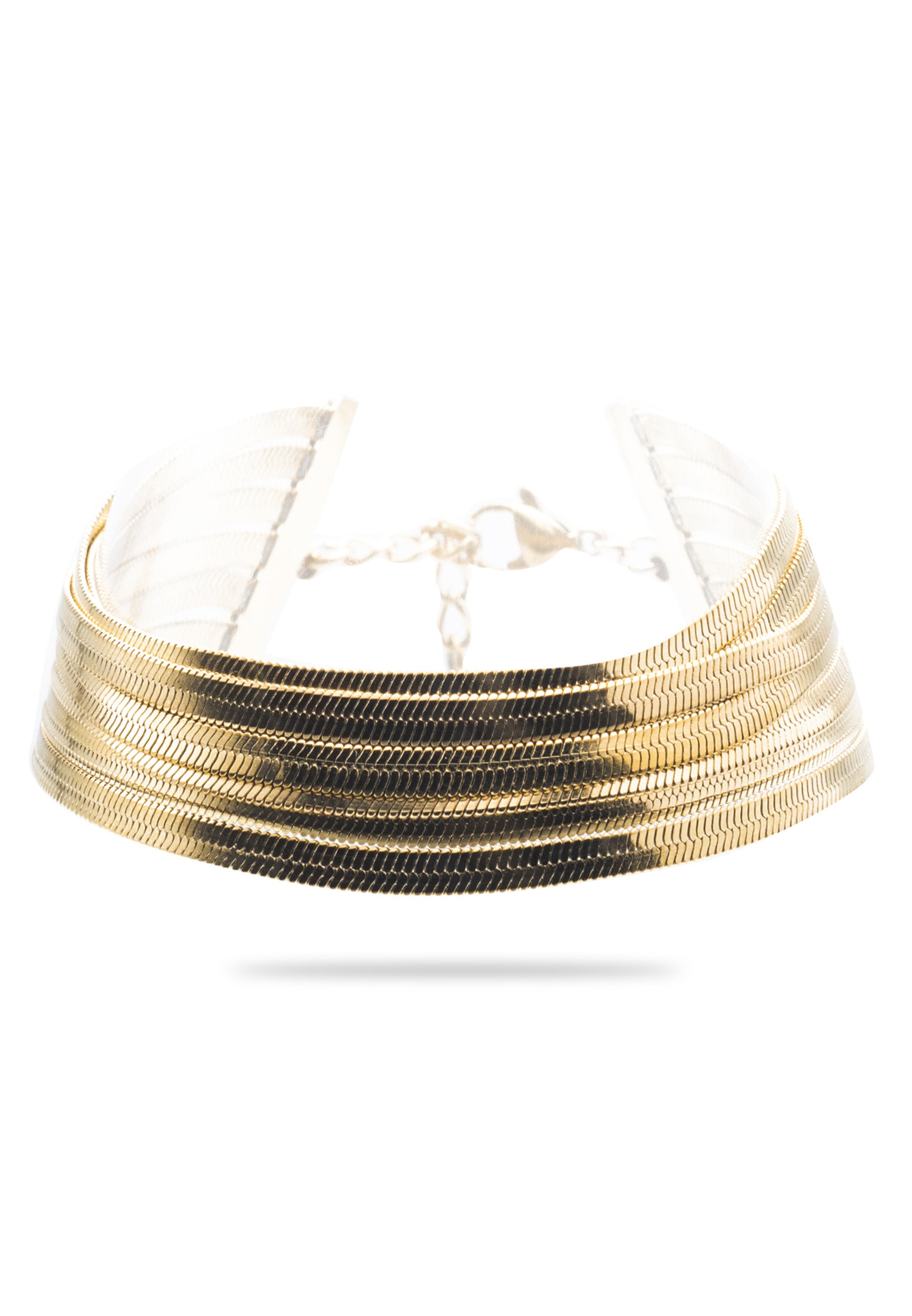 freddy-bracciale-multi-filo-in-acciaio-gold-con-catena-a-serpente image 1