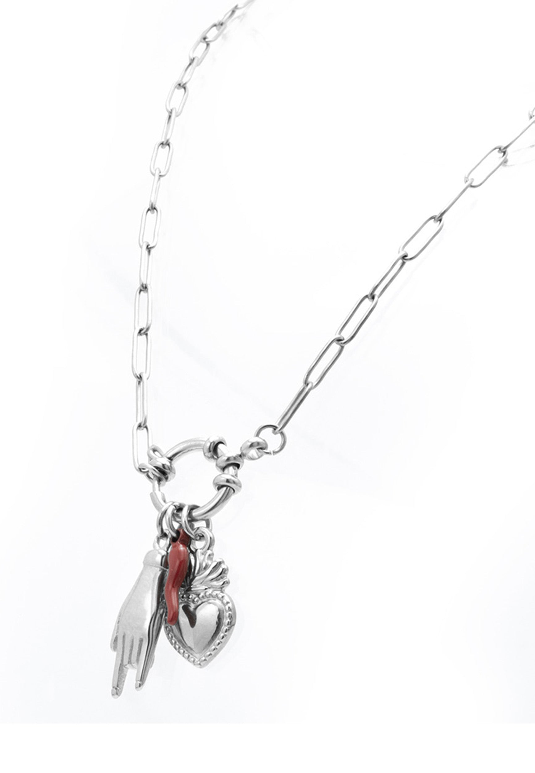 collier-cha-ne-acier-argent-pendentifs-c-ur-sacr-45cm image 3
