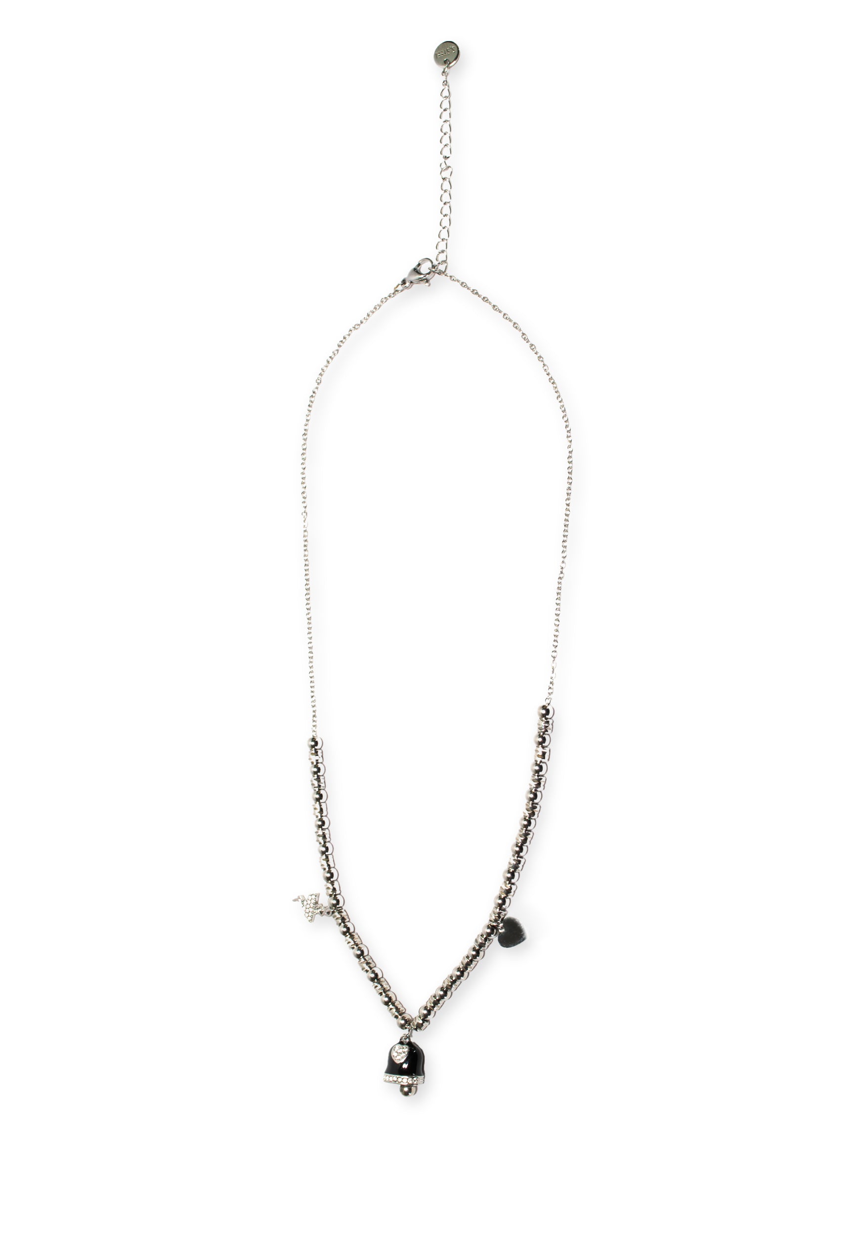 freddy-collier-acier-silver-perles-charms-noir-et-strass-316l image 1