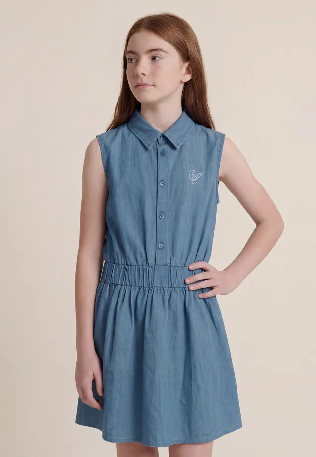 freddy-robe-sans-manches-chambray-boutons-fille-et-femme image 1
