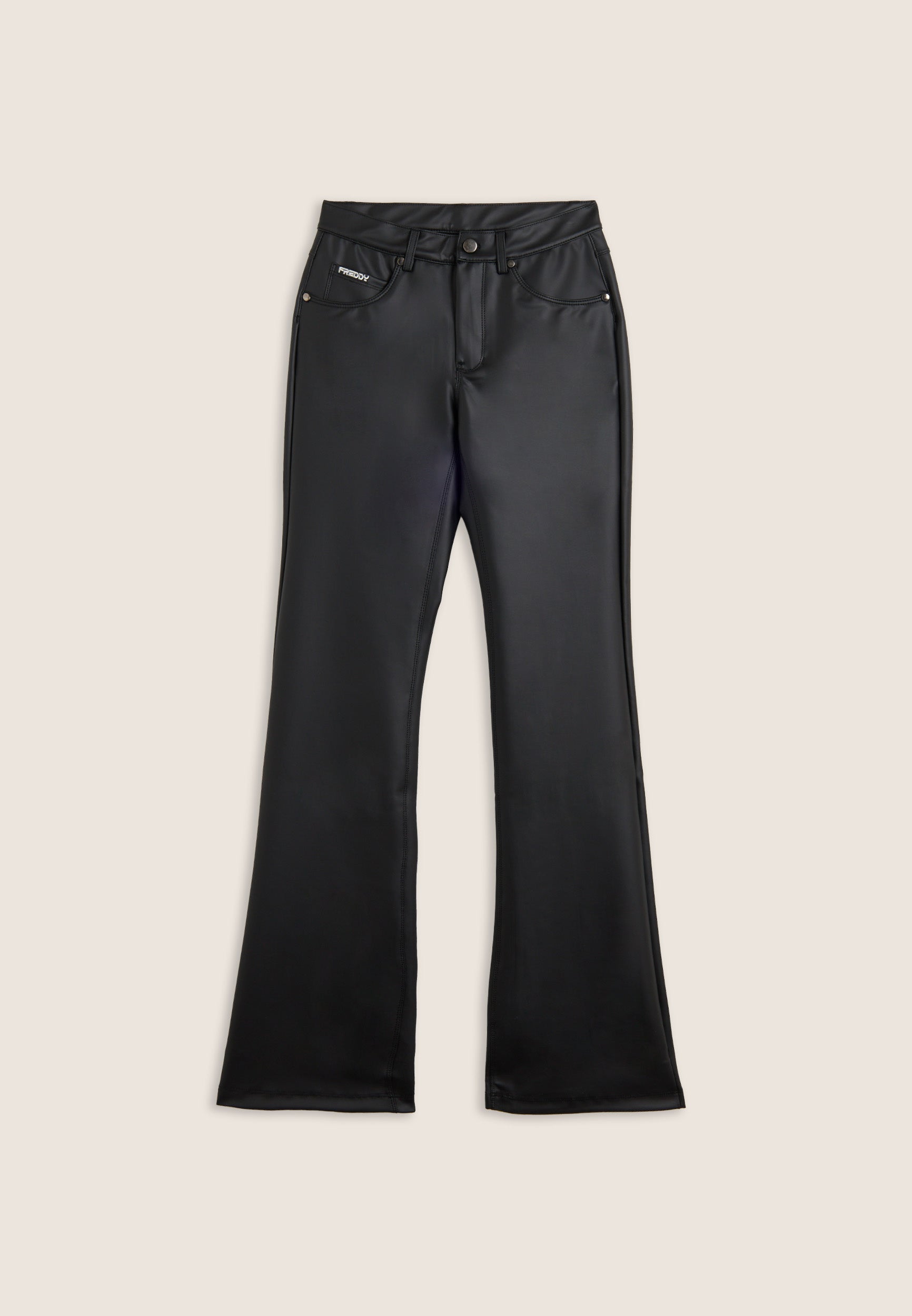 freddy-pantalon-flare-similpelle-5-poches-taille-regular image 1