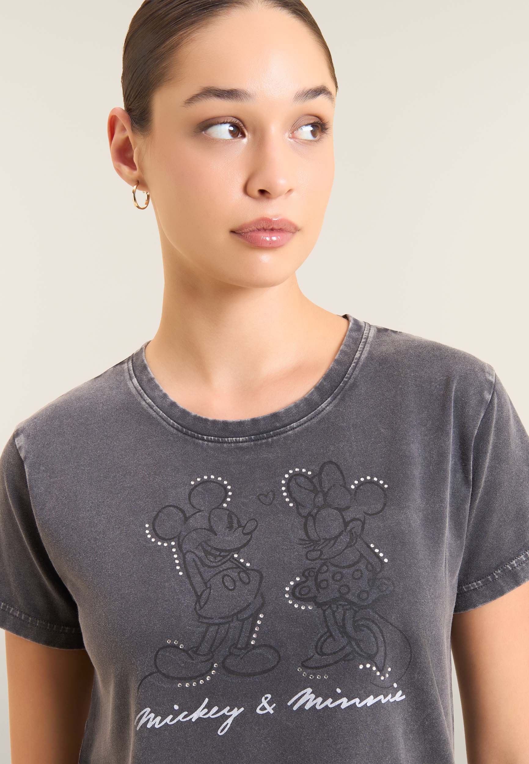 freddy-t-shirt-femme-disney-mickey-minnie-strass-acid-wash image 4