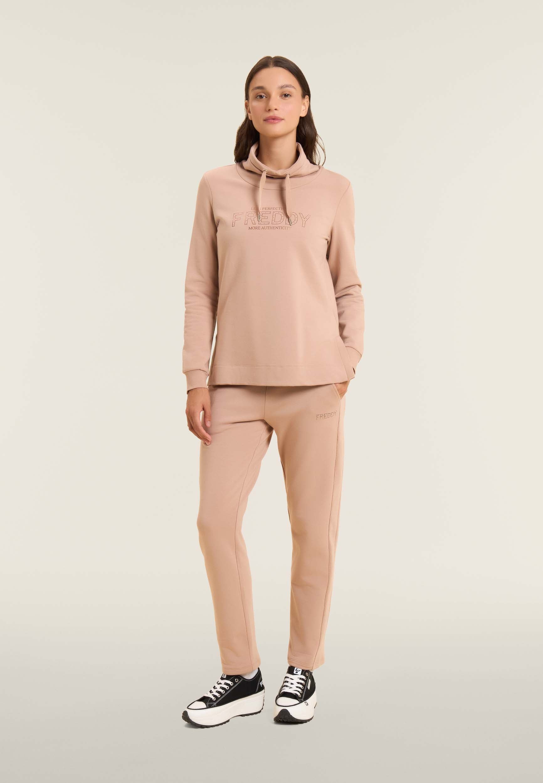 freddy-sweat-femme-modal-col-haut-fentes-logo-strass image 2