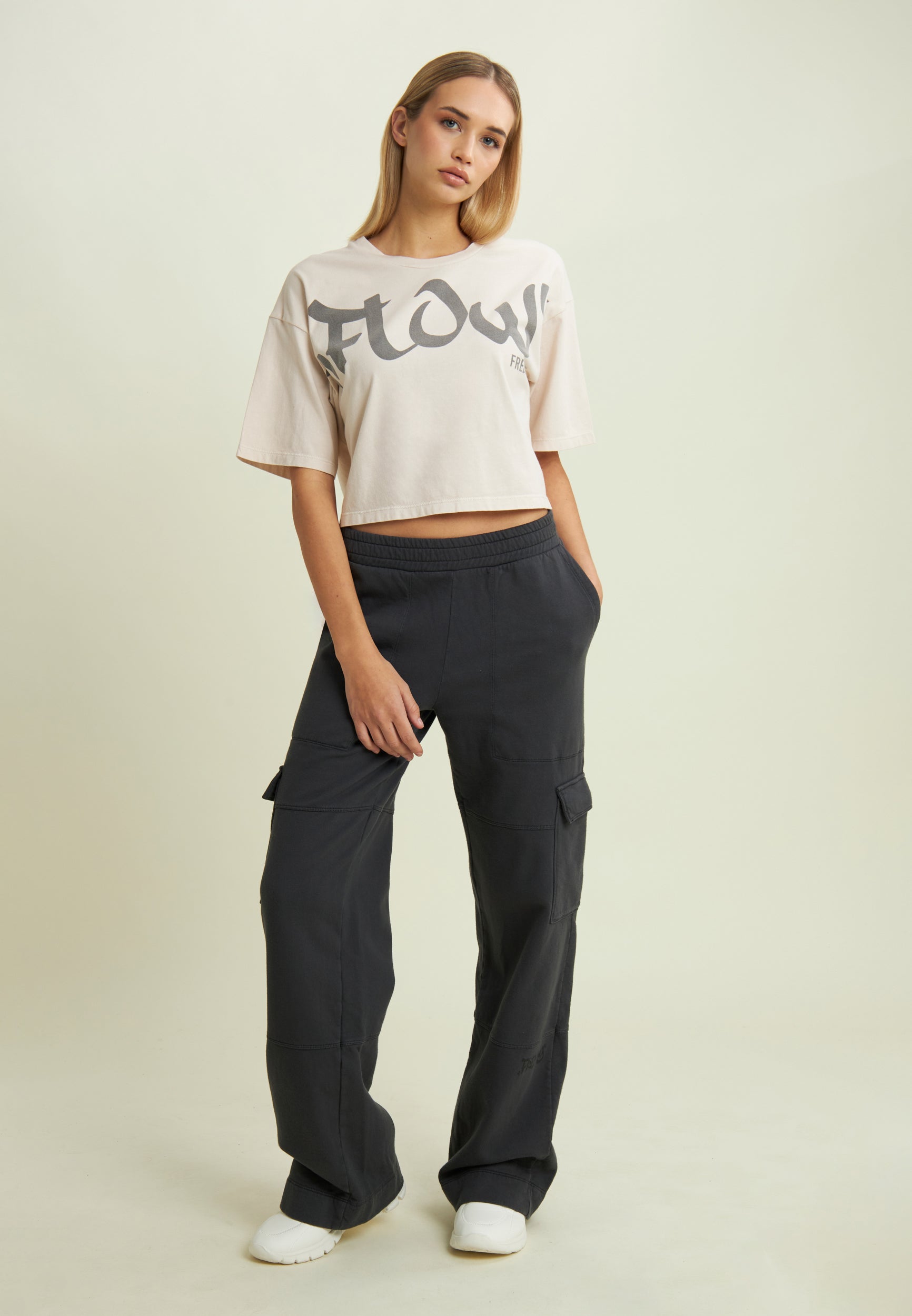 freddy-pantalon-cargo-wide-leg-femme-molleton-poches image 2