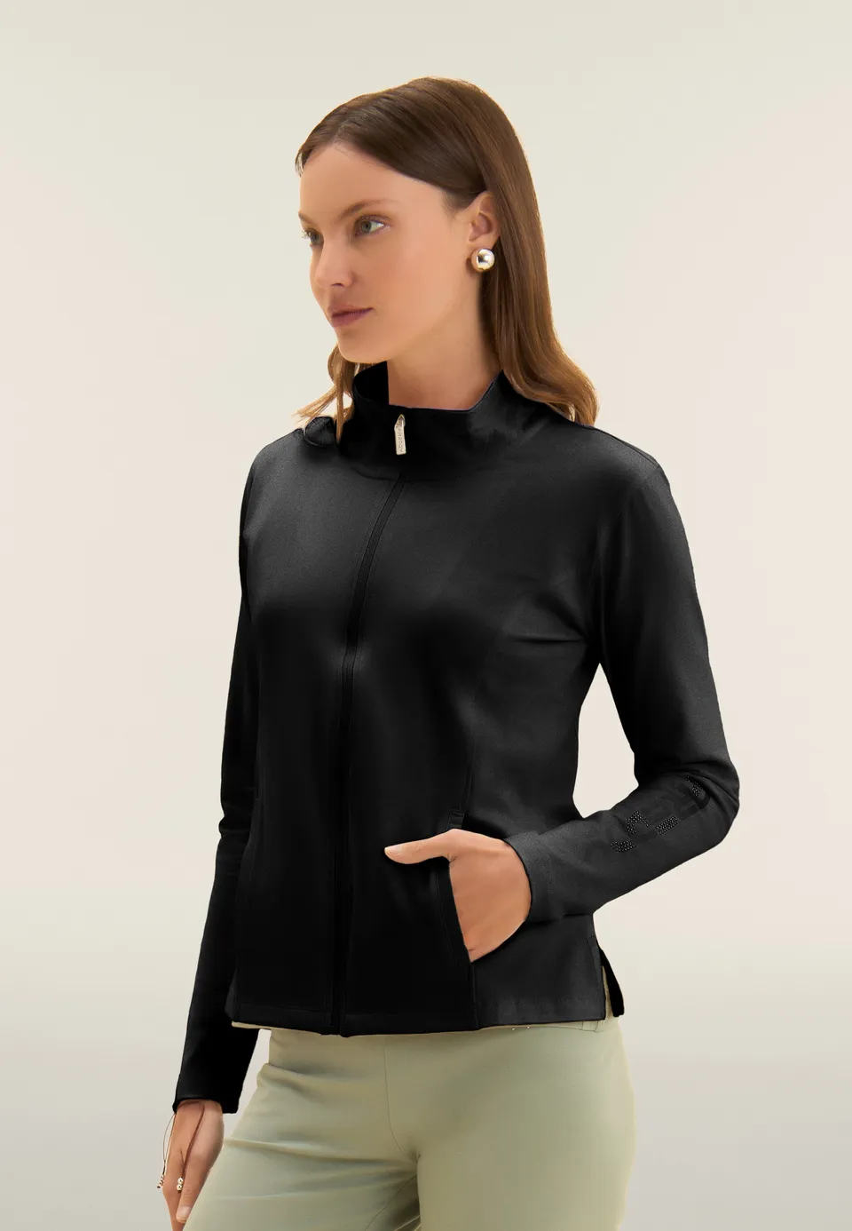 freddy-sweat-zipp-col-haut-felpa-femme-coton-logo-holographique image 1