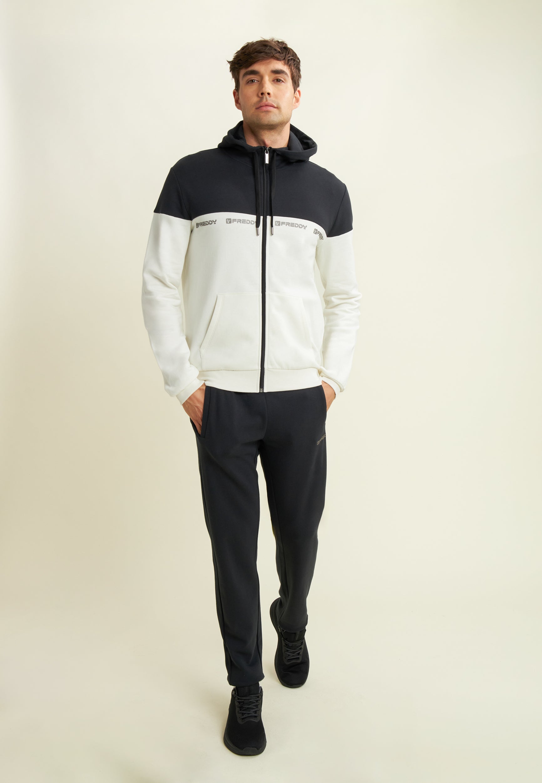 freddy-felpa-colour-block-sweat-capuche-full-zip-logo-imprim image 2