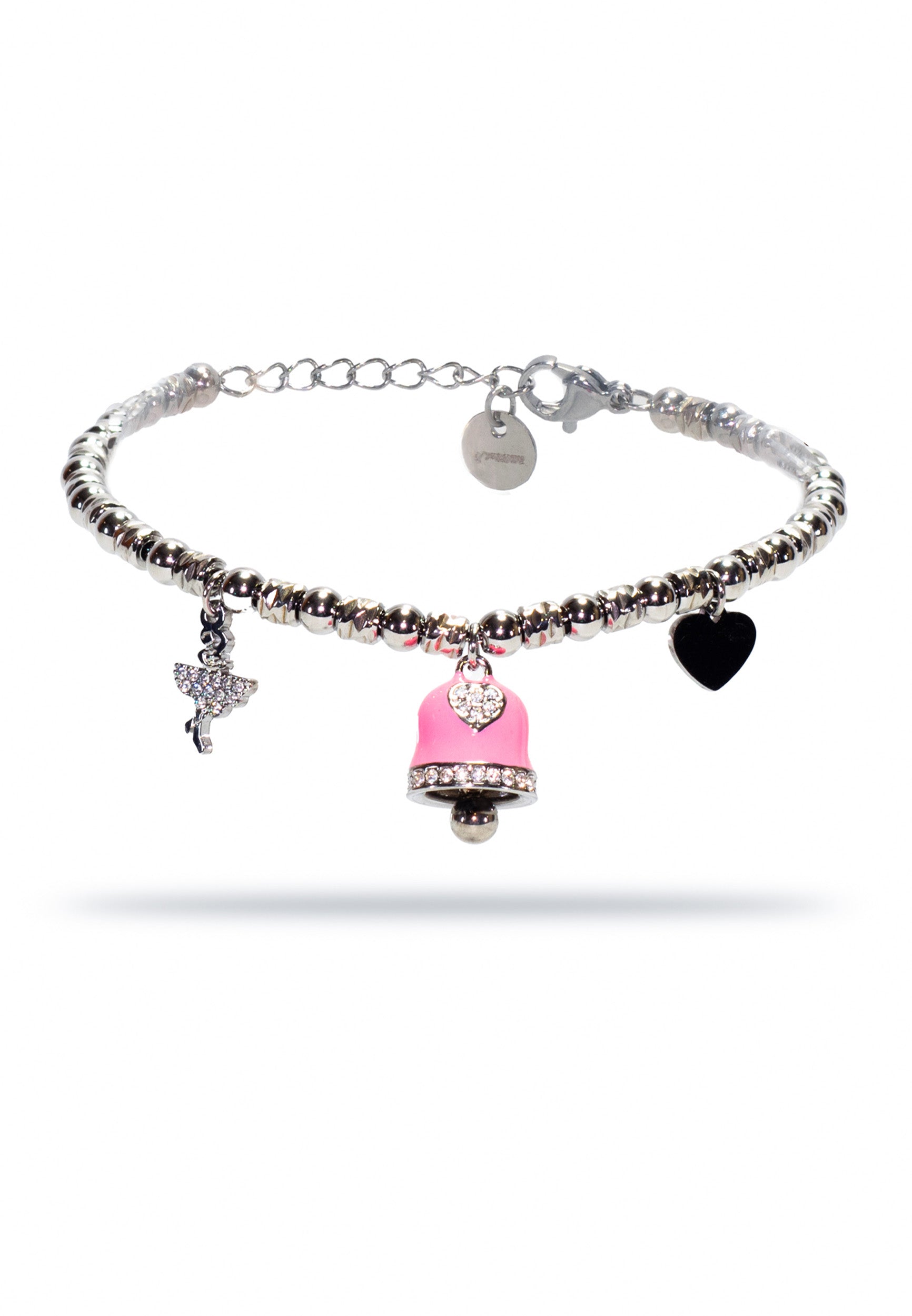 freddy-bracelet-acier-silver-charms-rose-strass-femme image 1