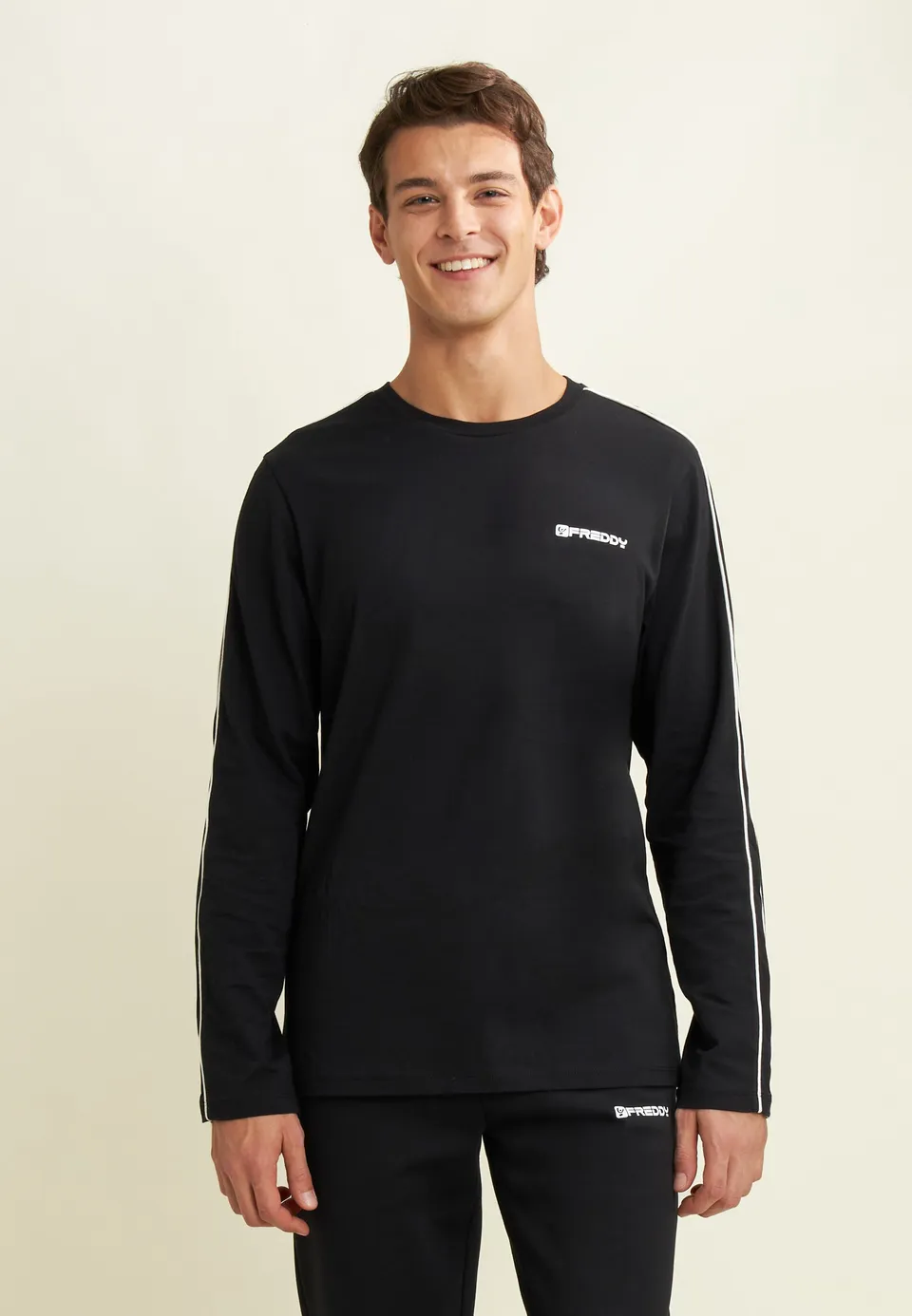 freddy-t-shirt-homme-manches-longues-jersey-coton-coutures-contraste image 1