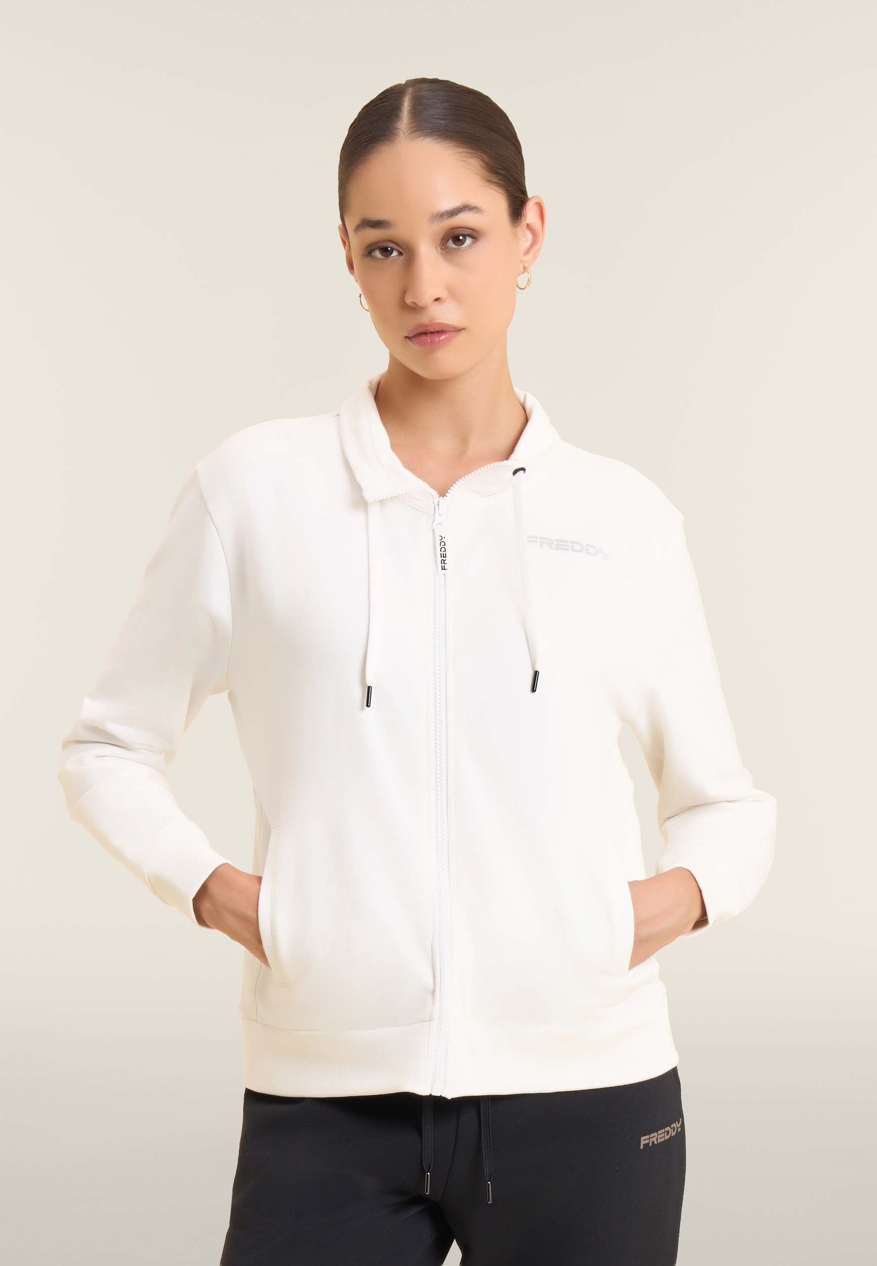 freddy-felpa-full-zip-col-haut-bandes-log-es-sweat-zipp-garzato-stretch image 1