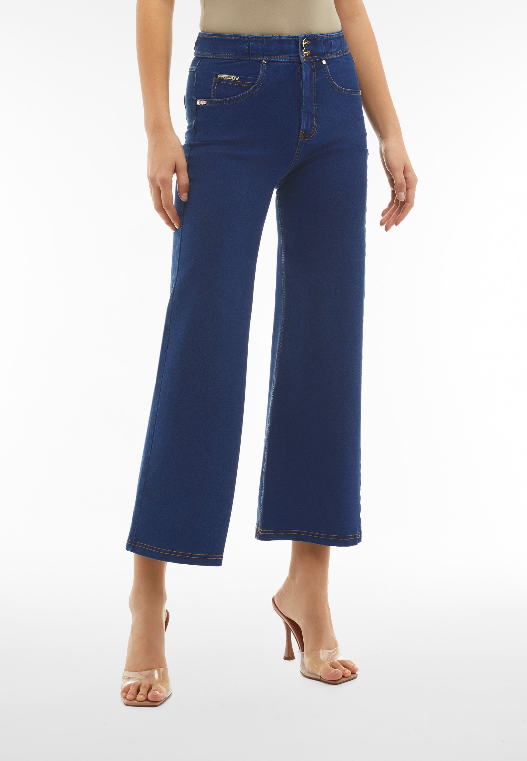 freddy-n-o-w-pantalon-wide-leg-cropped-taille-haute-jersey-denim image 1