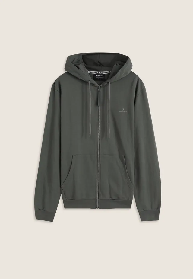 freddy-felpa-uomo-in-cotone-con-zip-e-cappuccio image 1