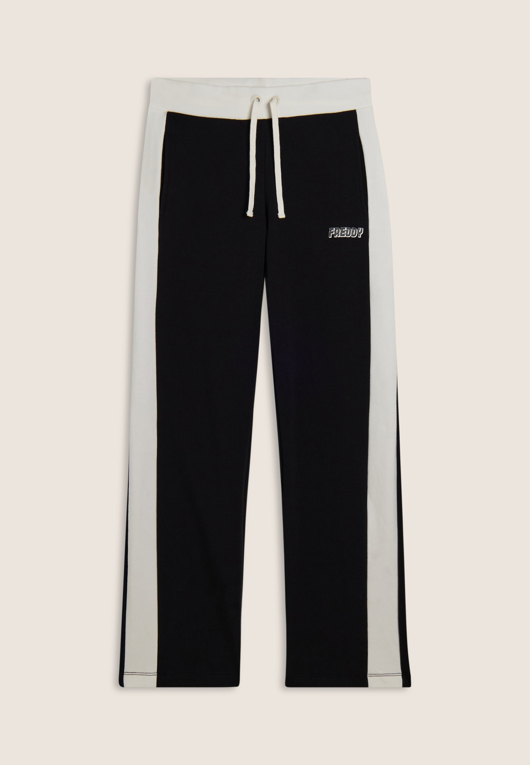 freddy-pantalon-jogging-noir-bandes-lat-rales-blanches-regular-fit image 5