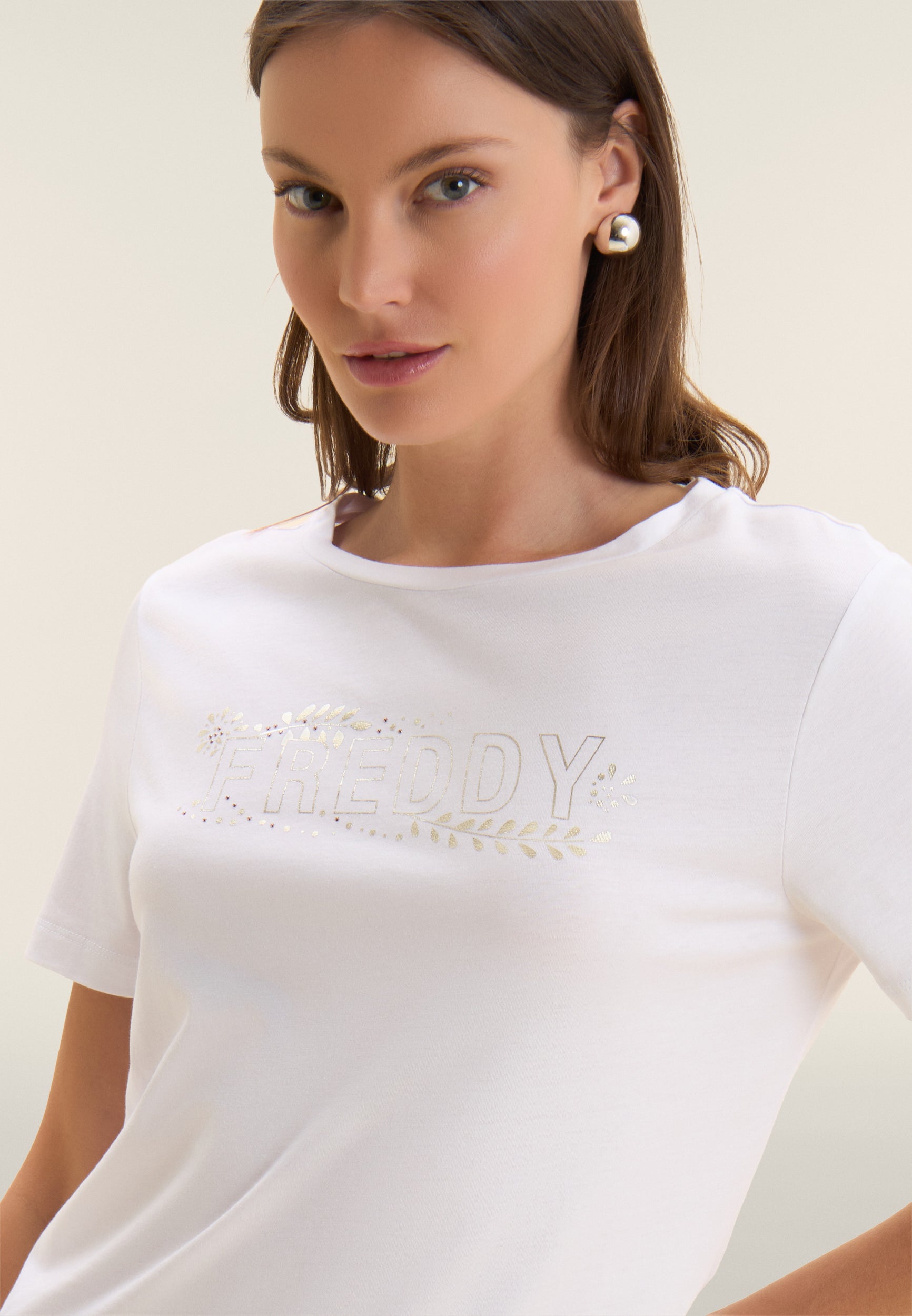freddy-t-shirt-manches-courtes-femme-fleurs-et-clous image 4